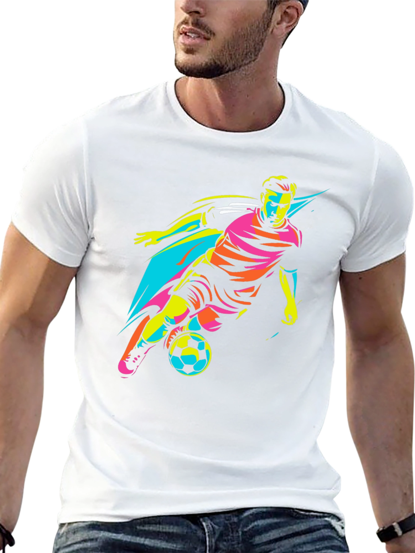Cool Soccer Player Graphic Tee - Black T-Shirt