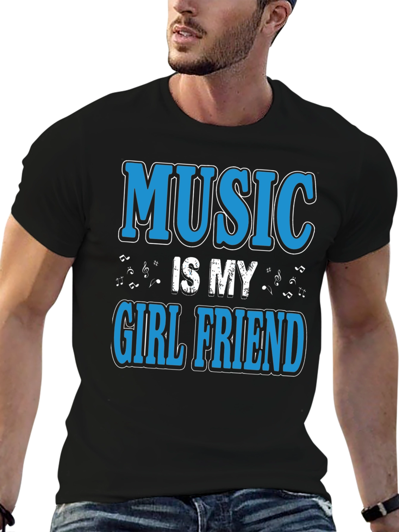 Music is My Girlfriend Black T-Shirt