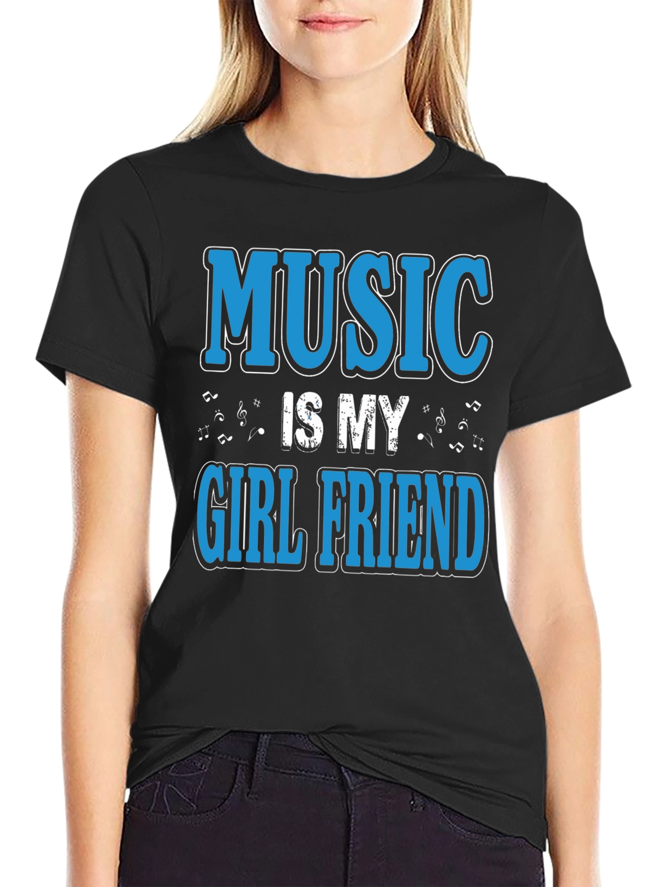 Music is My Girlfriend Black T-Shirt