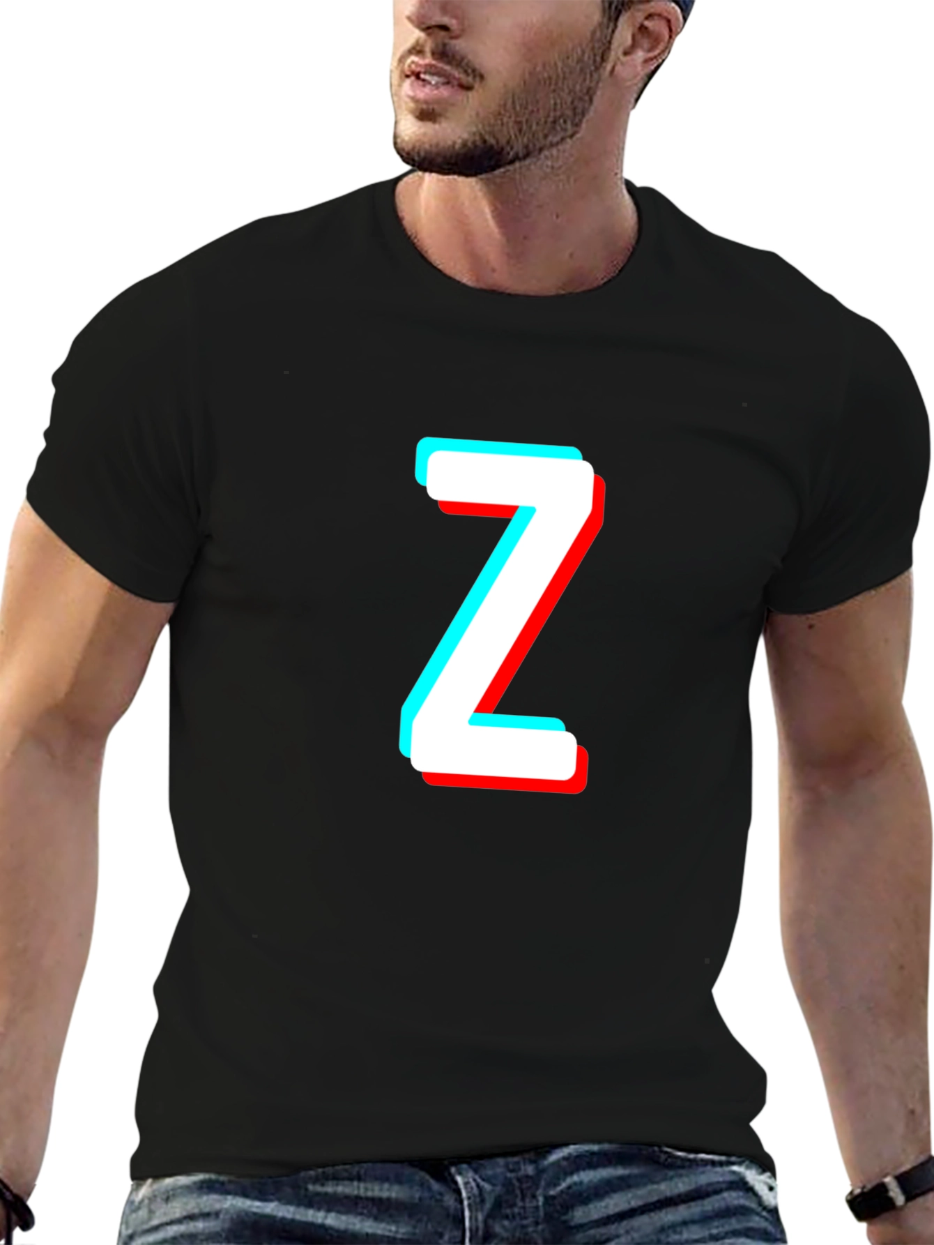 Trendy Black Tee with 3D Letter Z