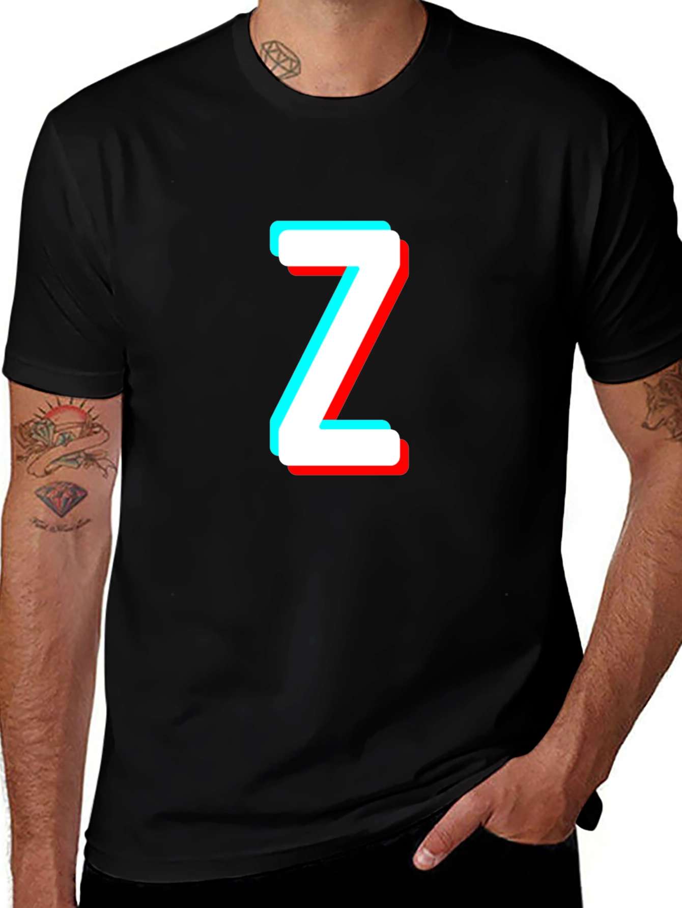 Trendy Black Tee with 3D Letter Z