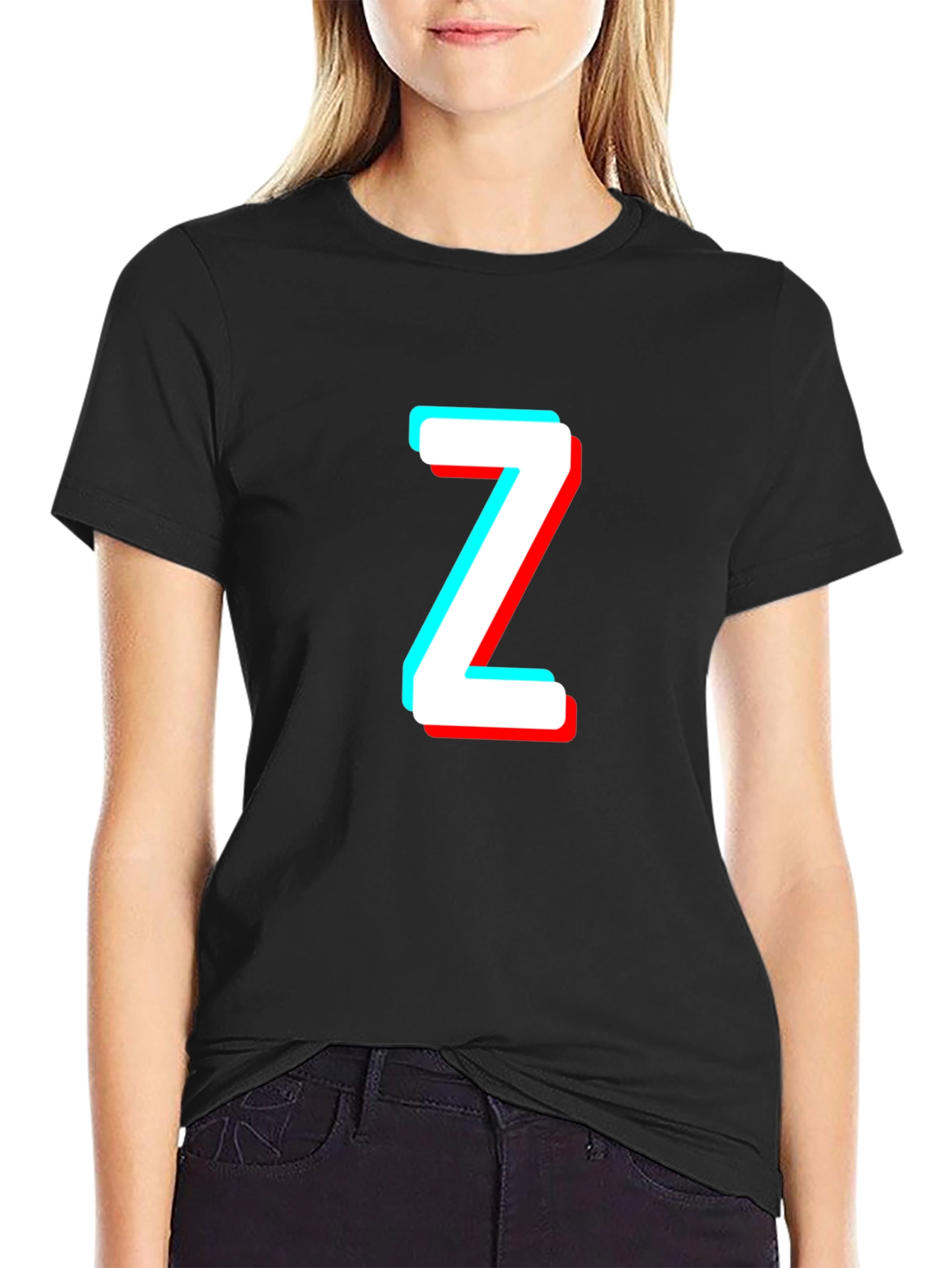 Trendy Black Tee with 3D Letter Z