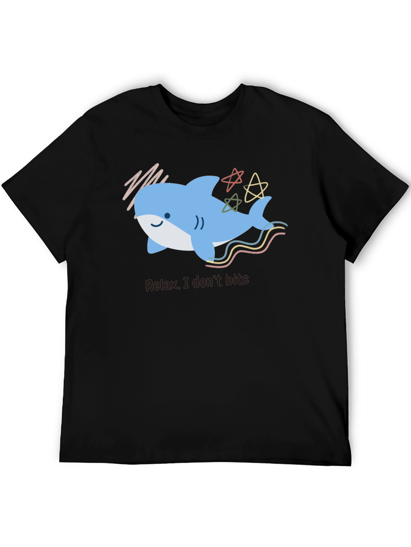 Relax Cute Shark Graphic Black T-Shirt