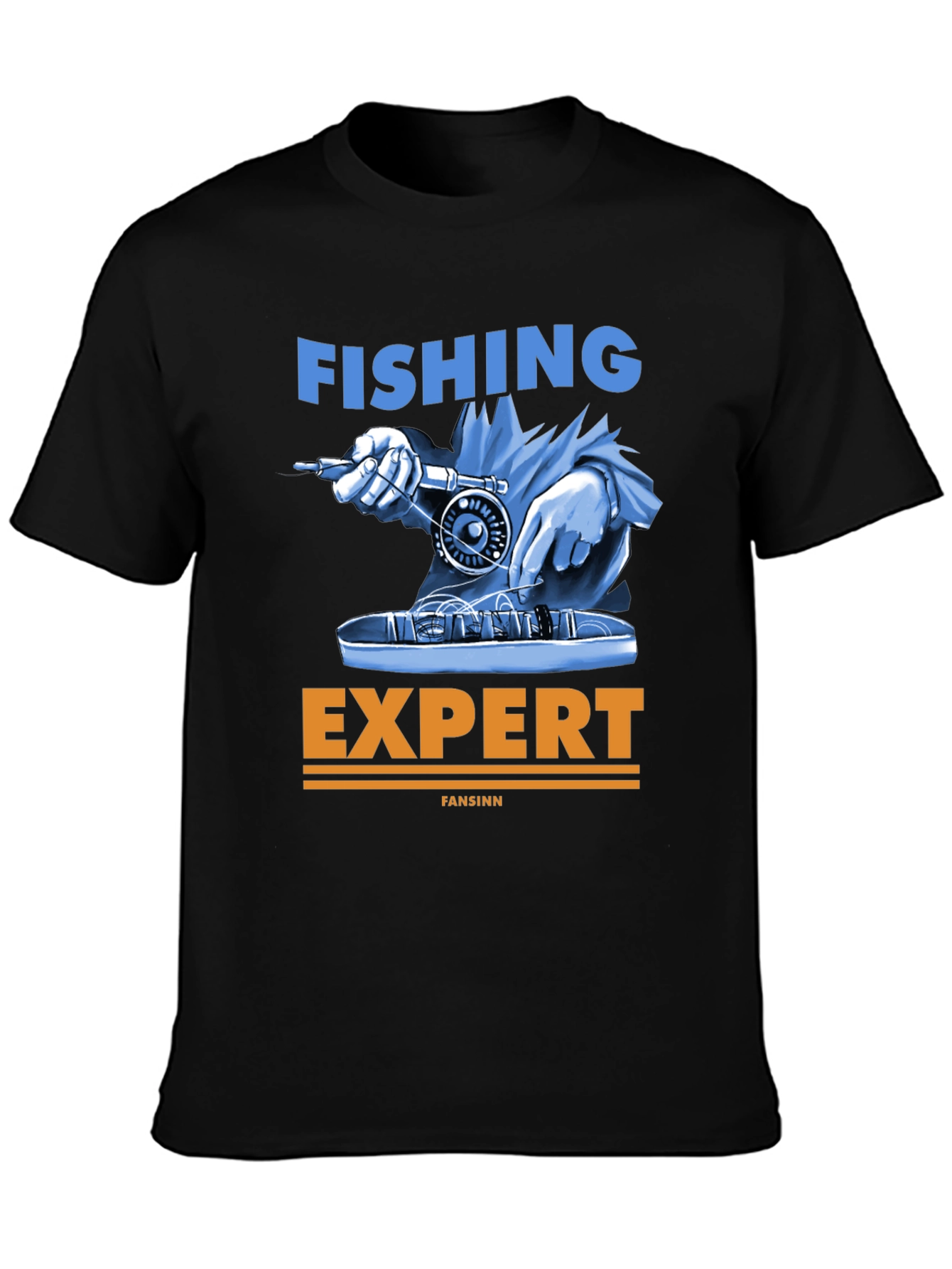 Fishing Expert Graphic Tee - Black Cotton T-Shirt
