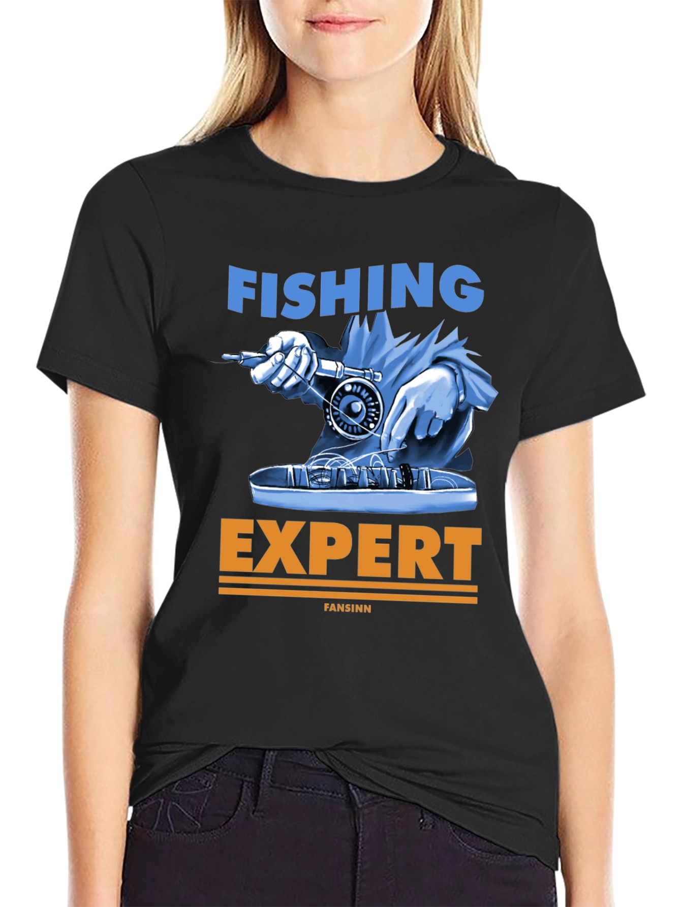 Fishing Expert Graphic Tee - Black Cotton T-Shirt