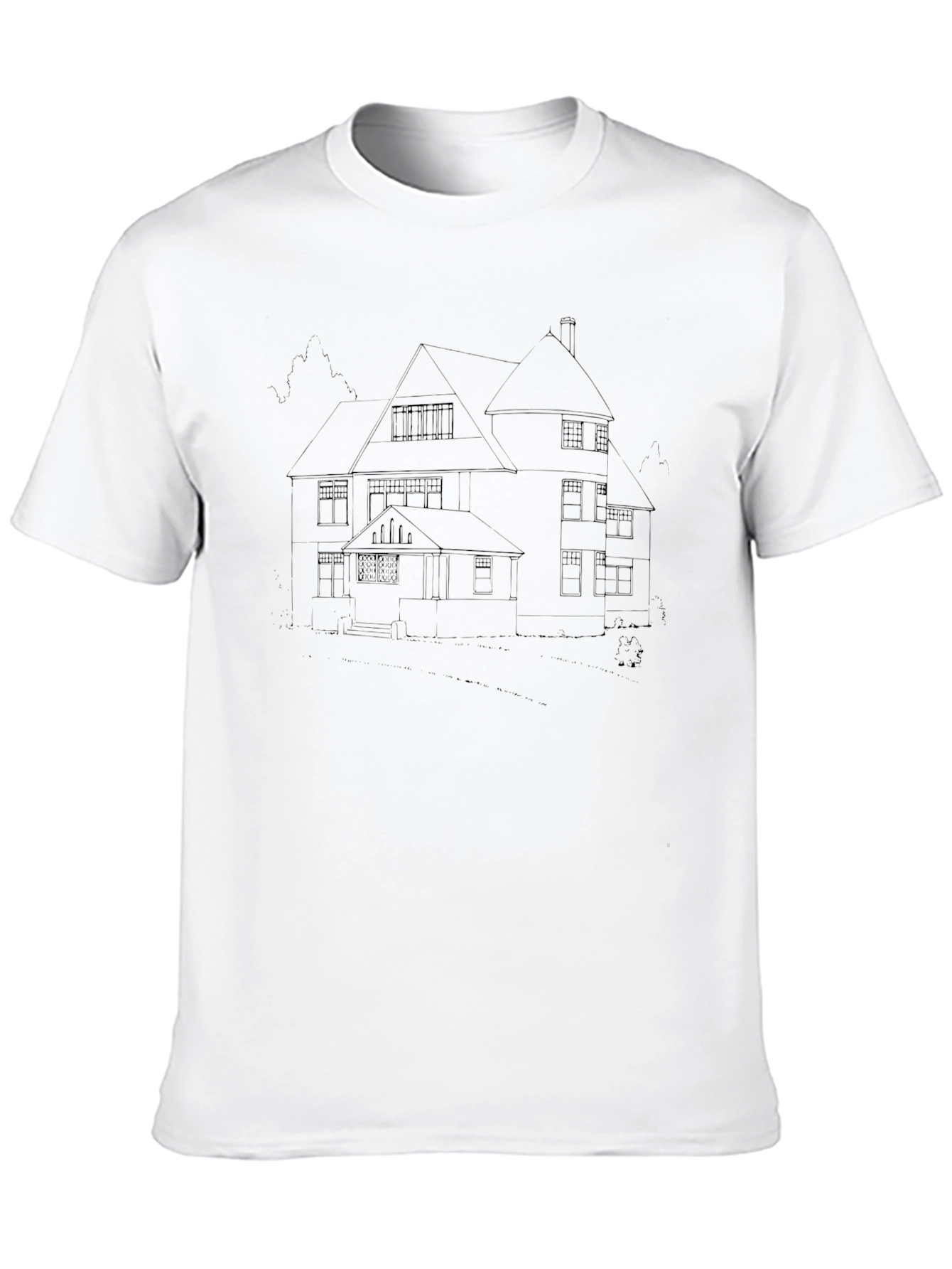 Modern House Outline Graphic Tee - Black
