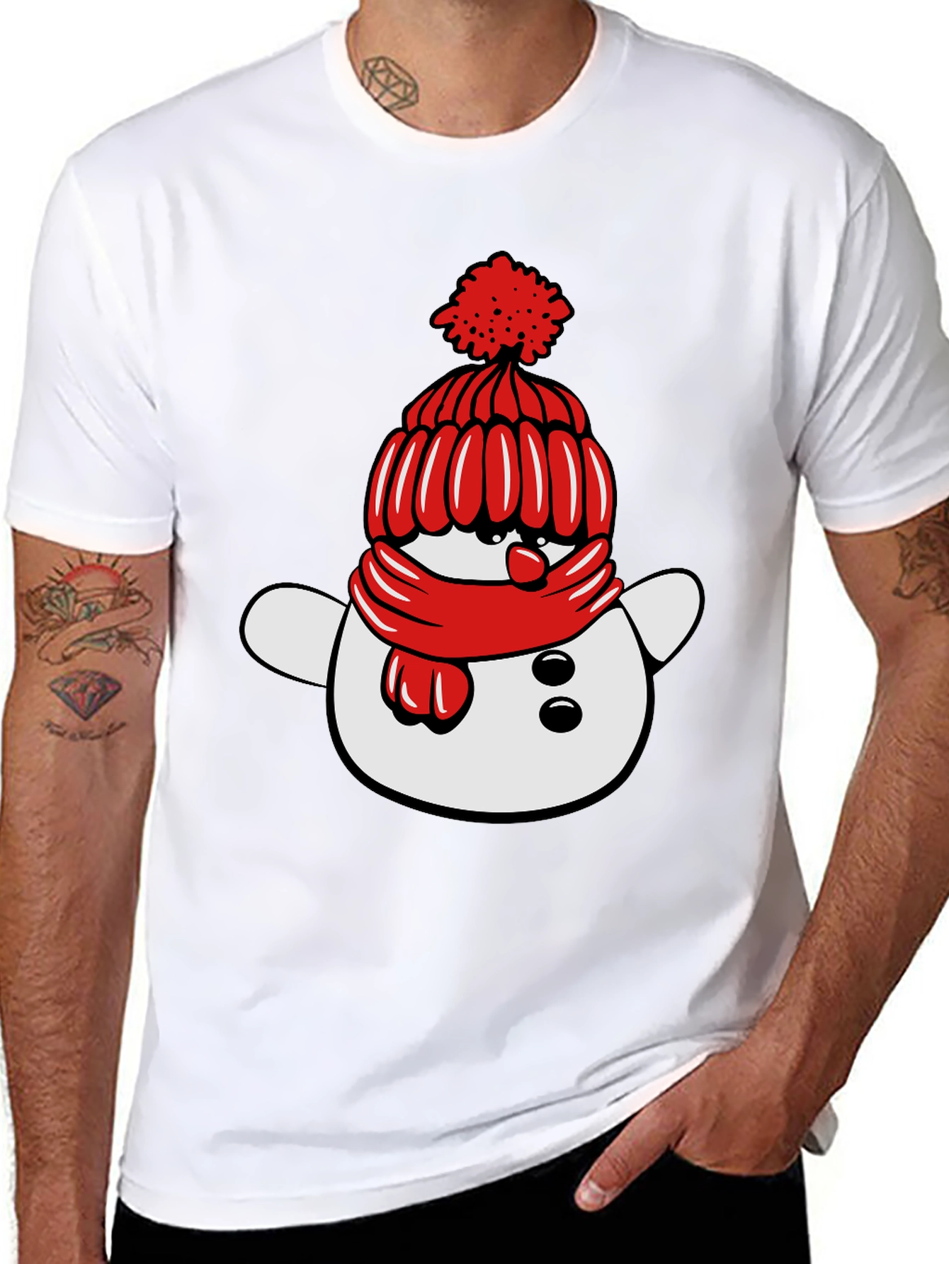 Festive Snowman Graphic Tee - Holiday Cheer