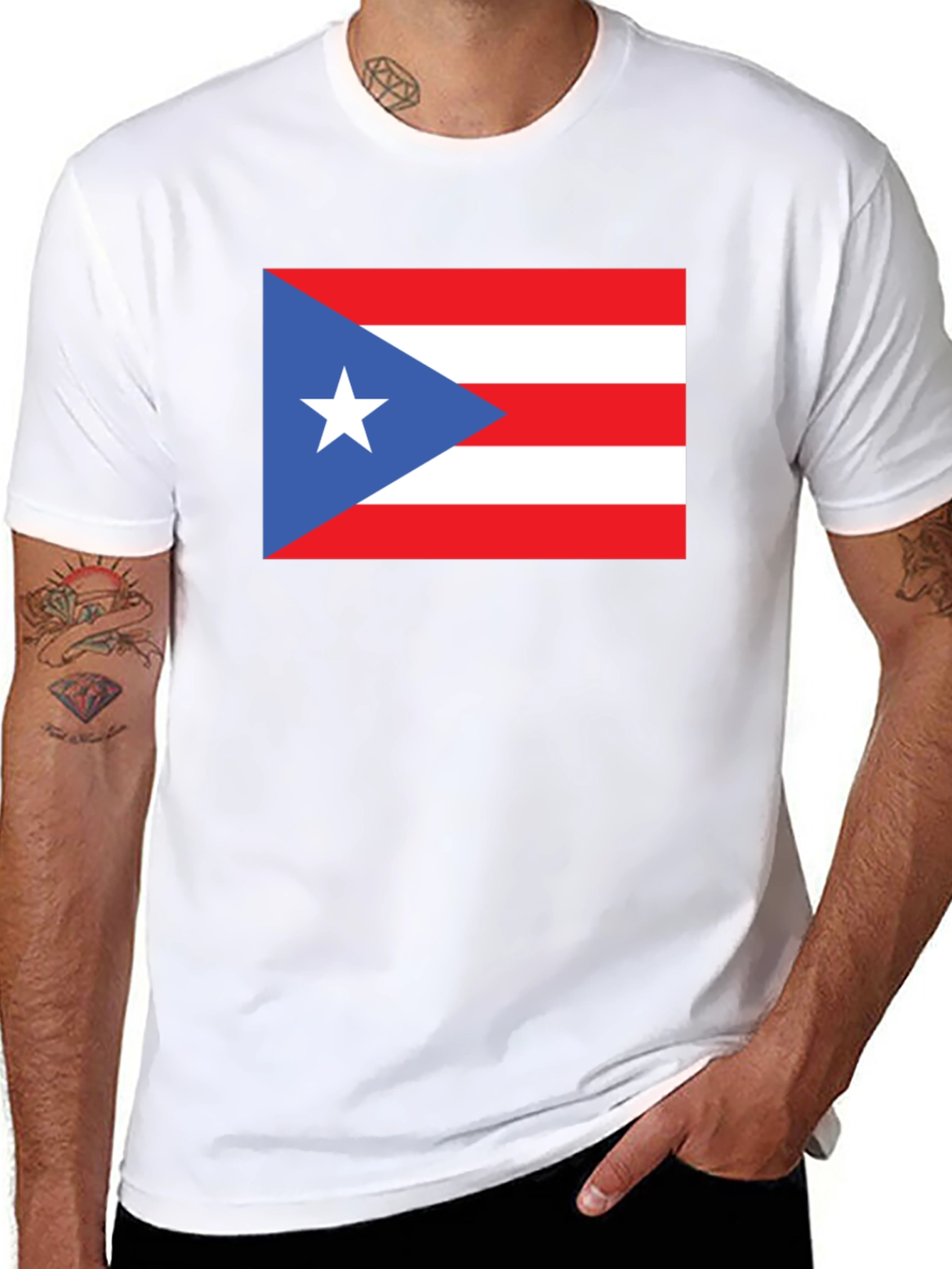 Puerto Rico Flag Graphic Tee - Black