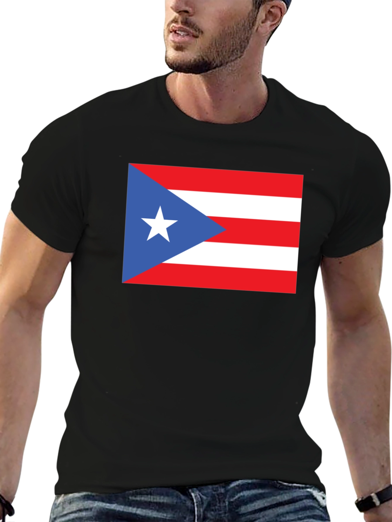 Puerto Rico Flag Graphic Tee - Black