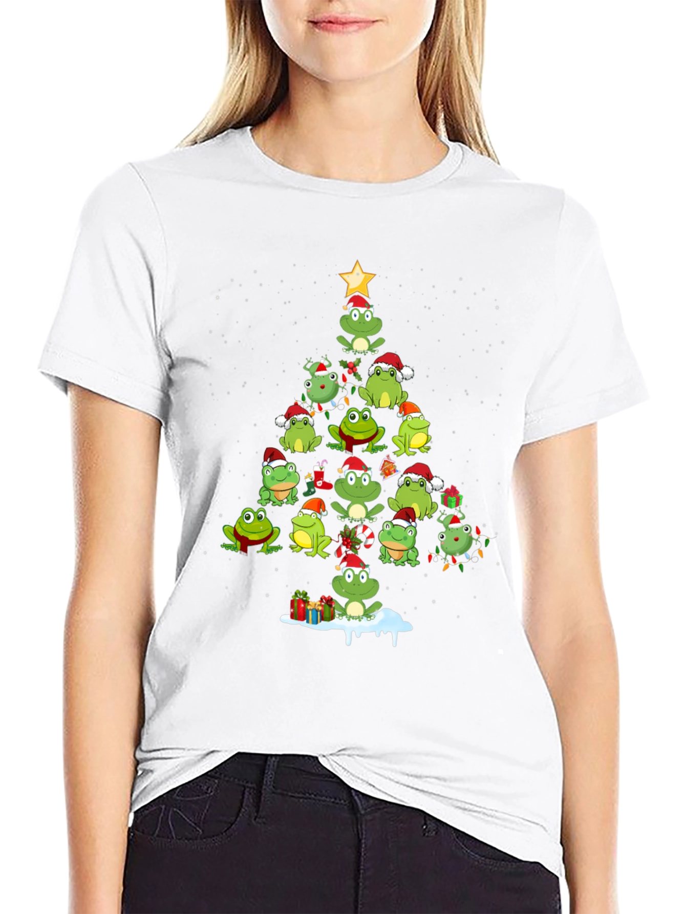 Frog Christmas Tree Graphic T-Shirt