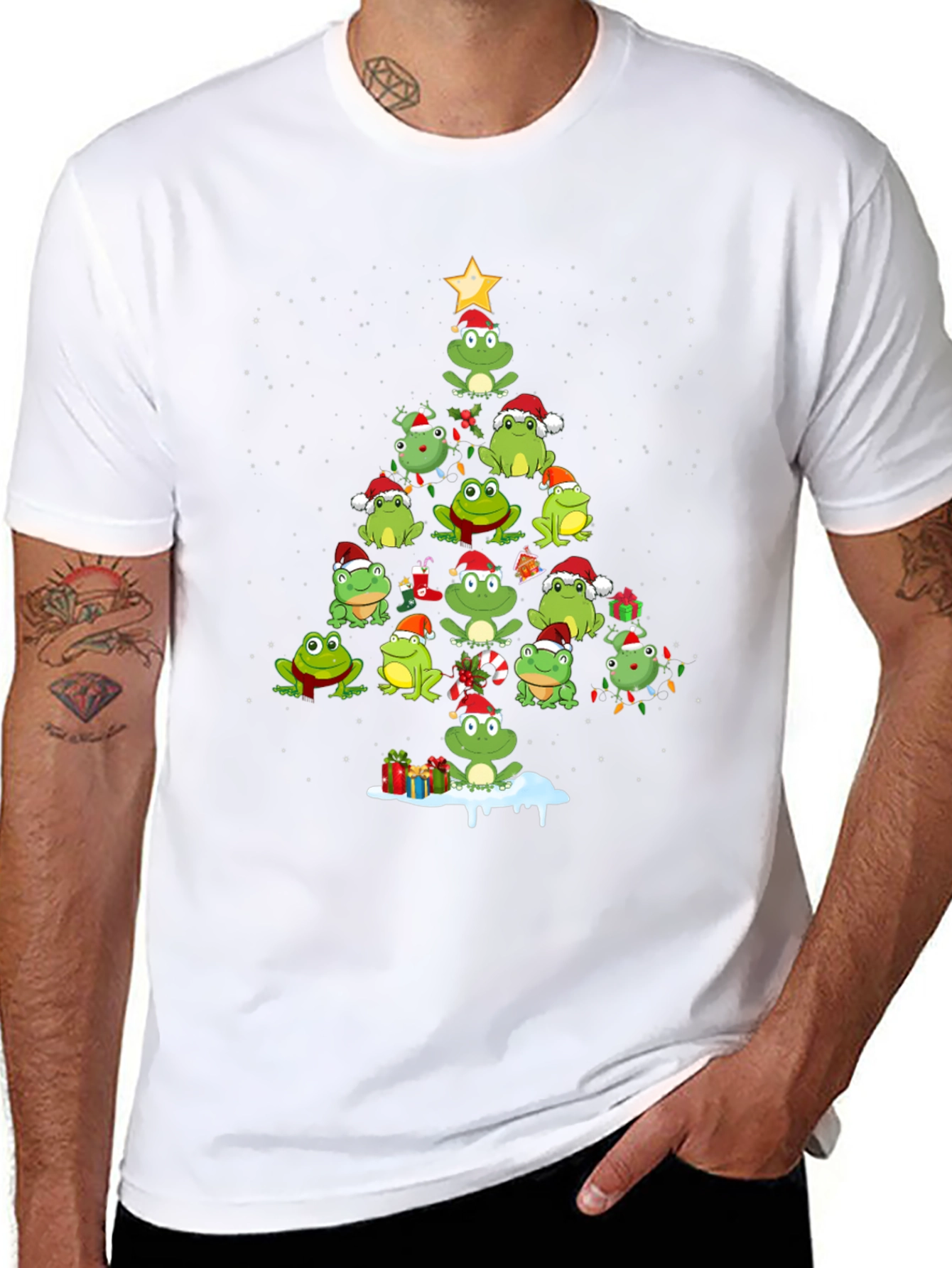 Frog Christmas Tree Graphic T-Shirt