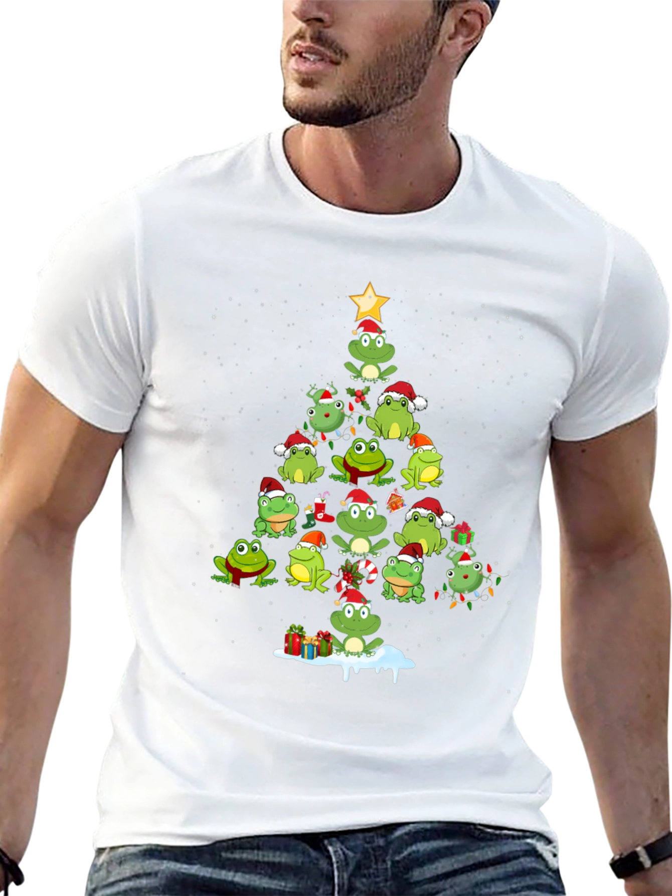 Frog Christmas Tree Graphic T-Shirt