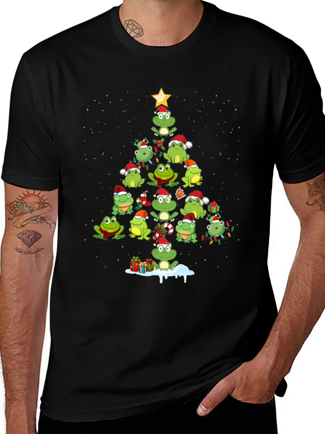 Frog Christmas Tree Graphic T-Shirt