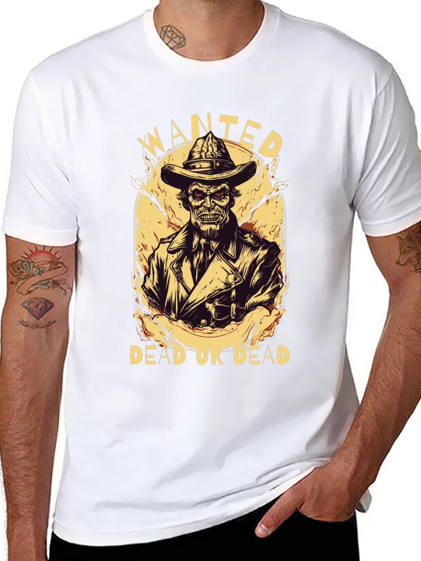 Wanted Undead Cowboy Graphic T-Shirt - Black