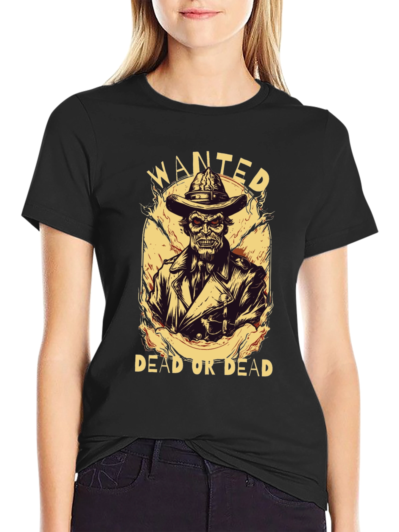 Wanted Undead Cowboy Graphic T-Shirt - Black