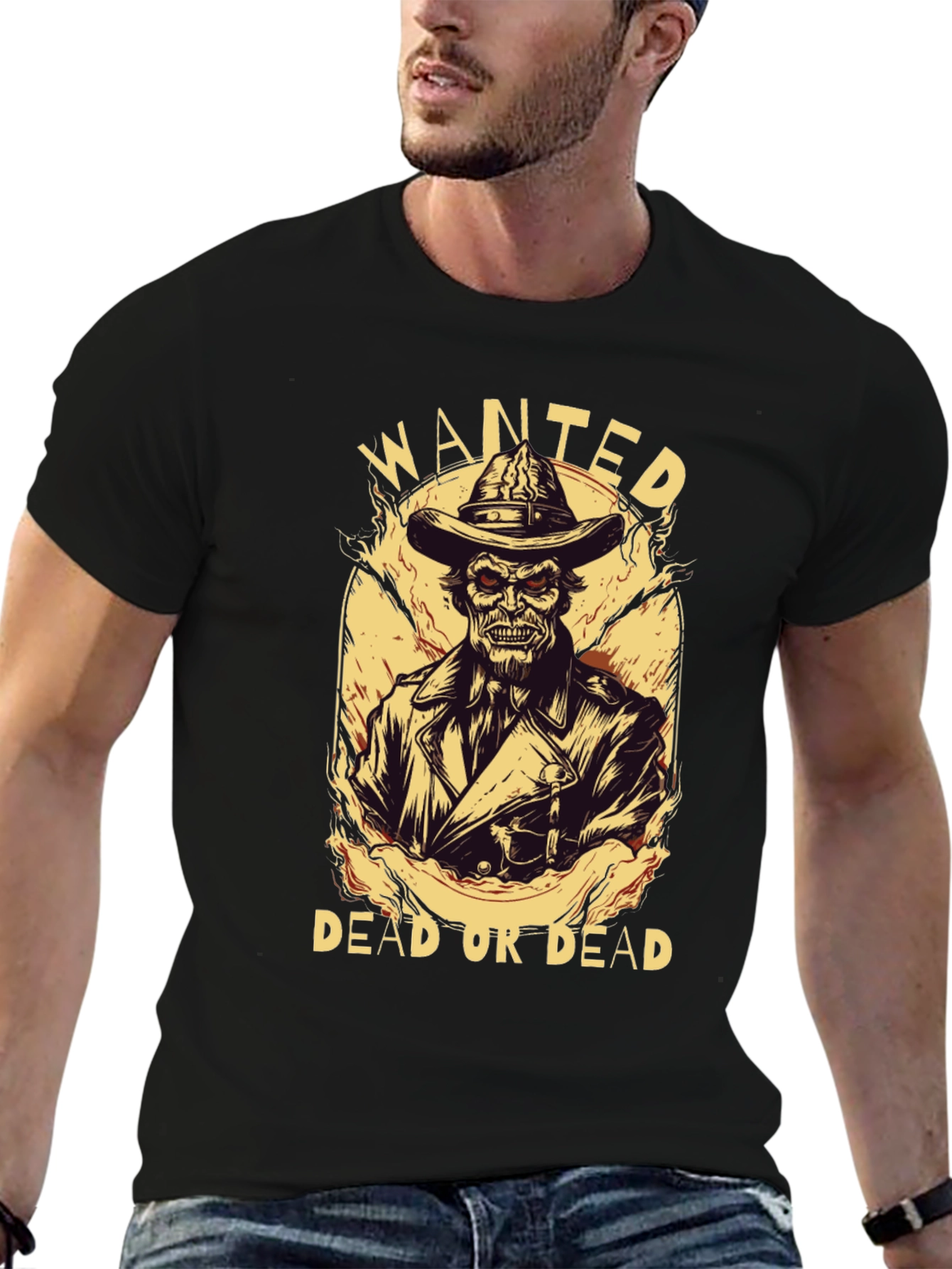 Wanted Undead Cowboy Graphic T-Shirt - Black