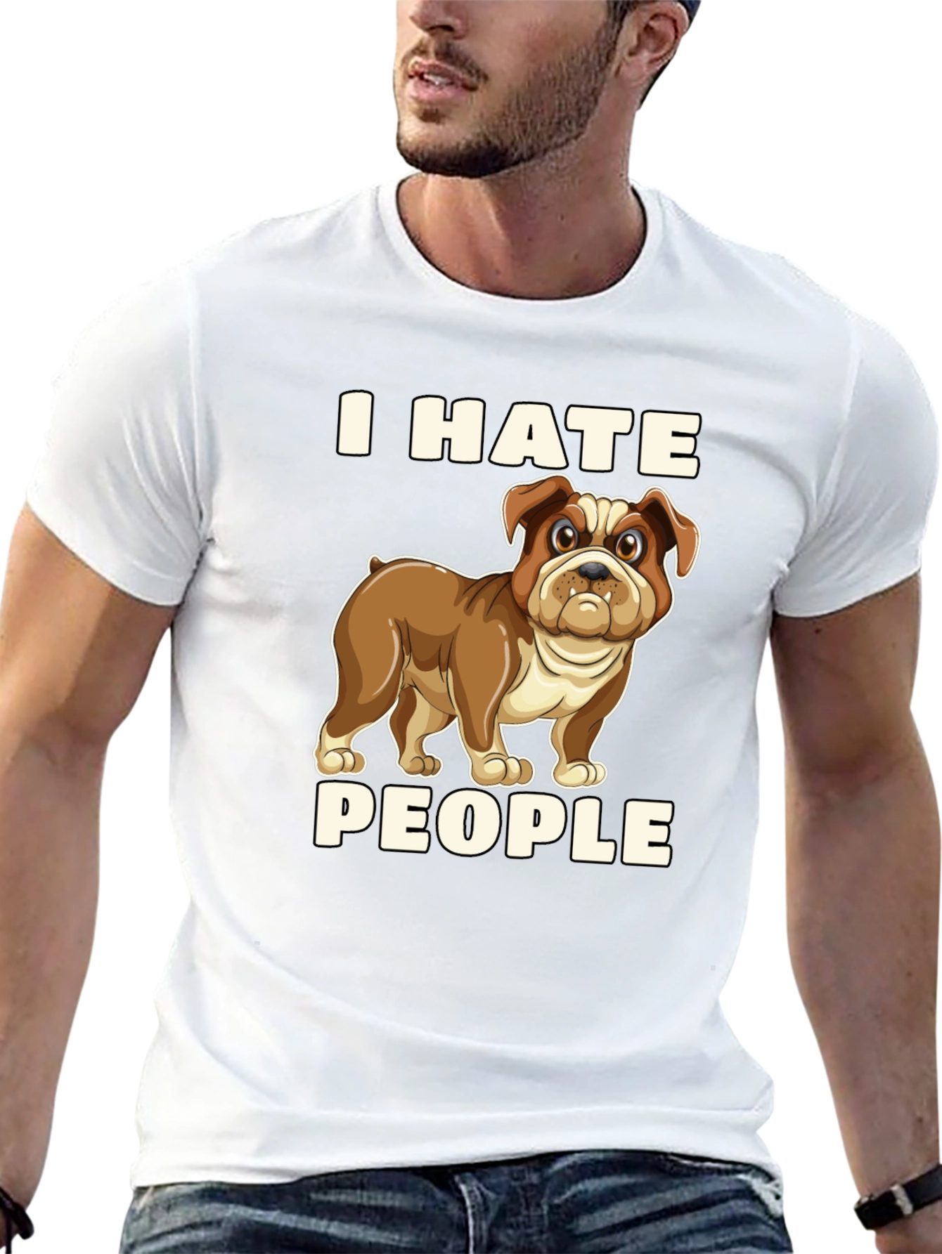 I Hate People Bulldog Graphic T-Shirt