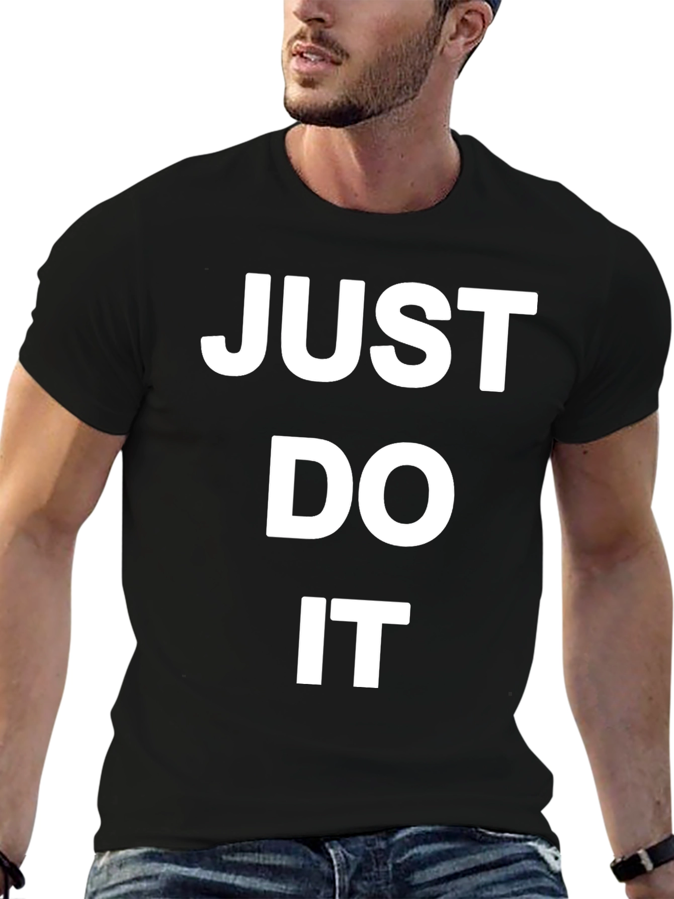 Just Do It Black Tee - Motivational Graphic T-Shirt