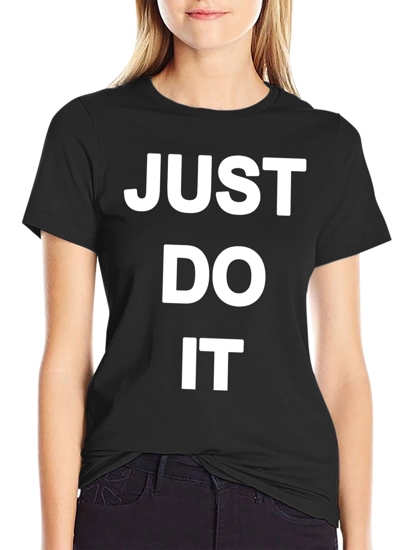 Just Do It Black Tee - Motivational Graphic T-Shirt
