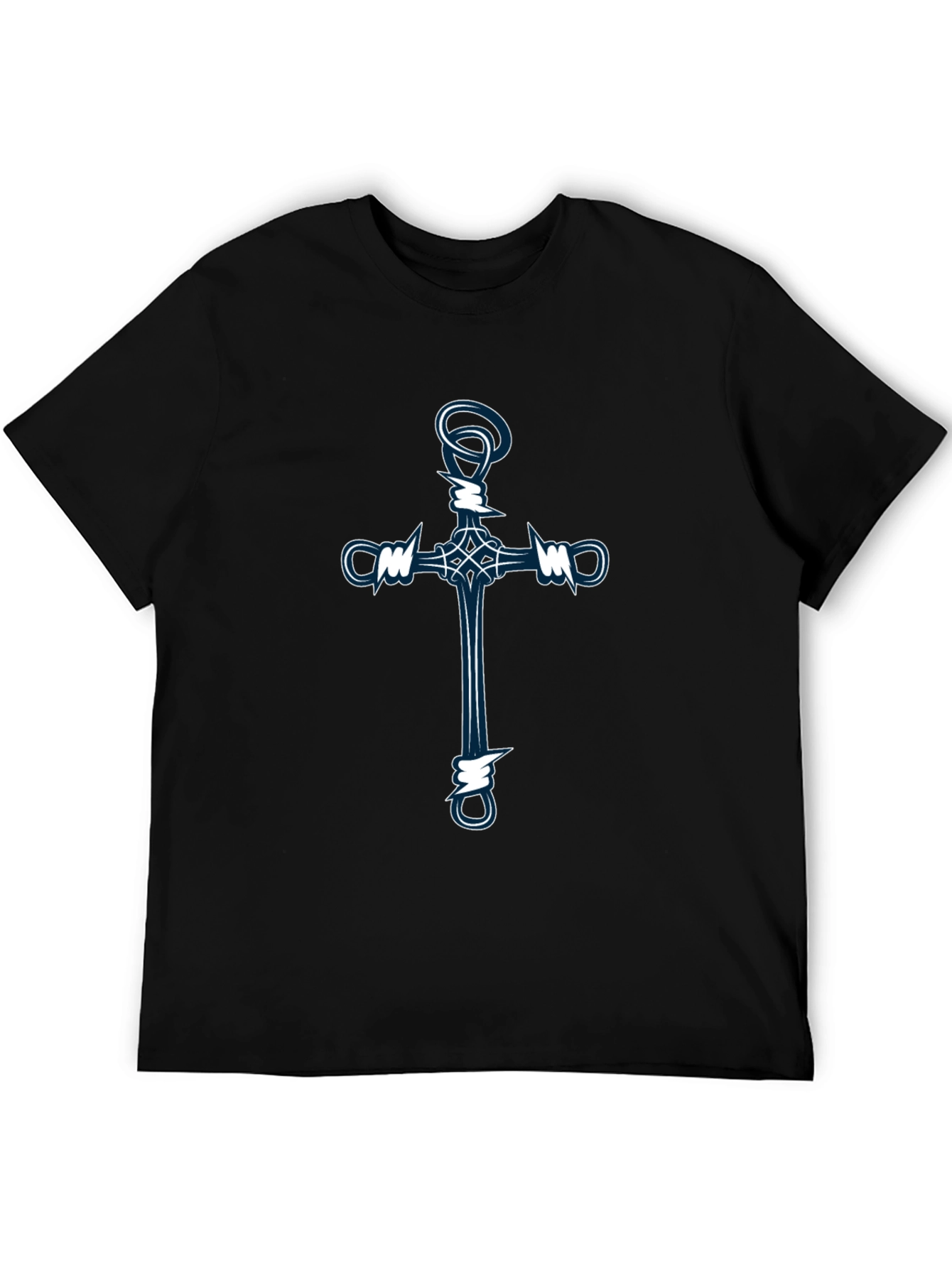 Barbed Wire Cross Graphic Tee - Black