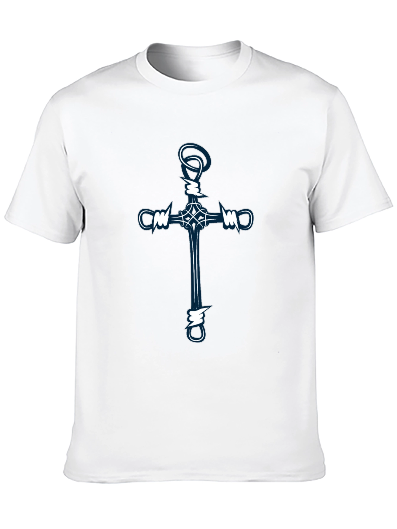 Barbed Wire Cross Graphic Tee - Black
