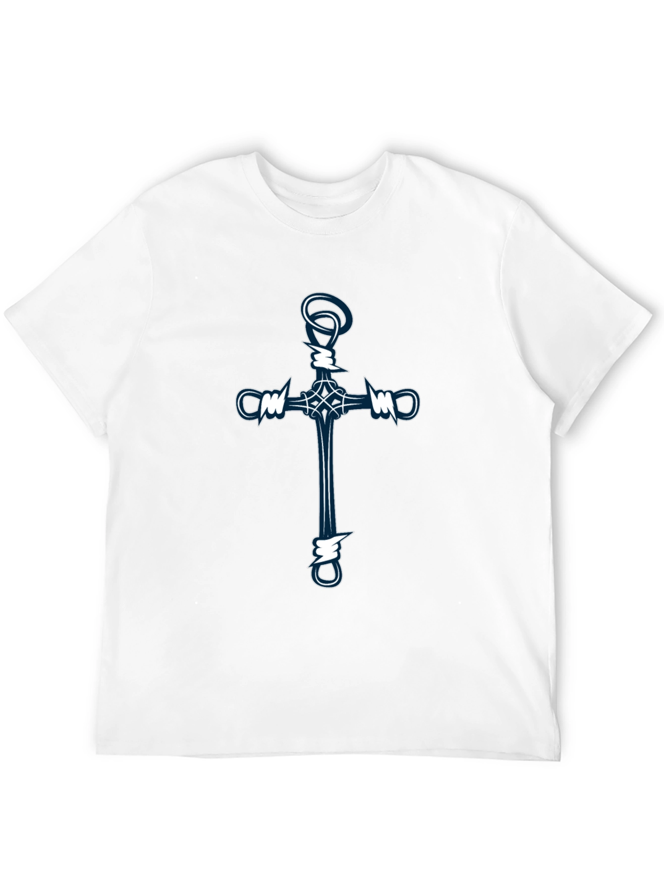 Barbed Wire Cross Graphic Tee - Black