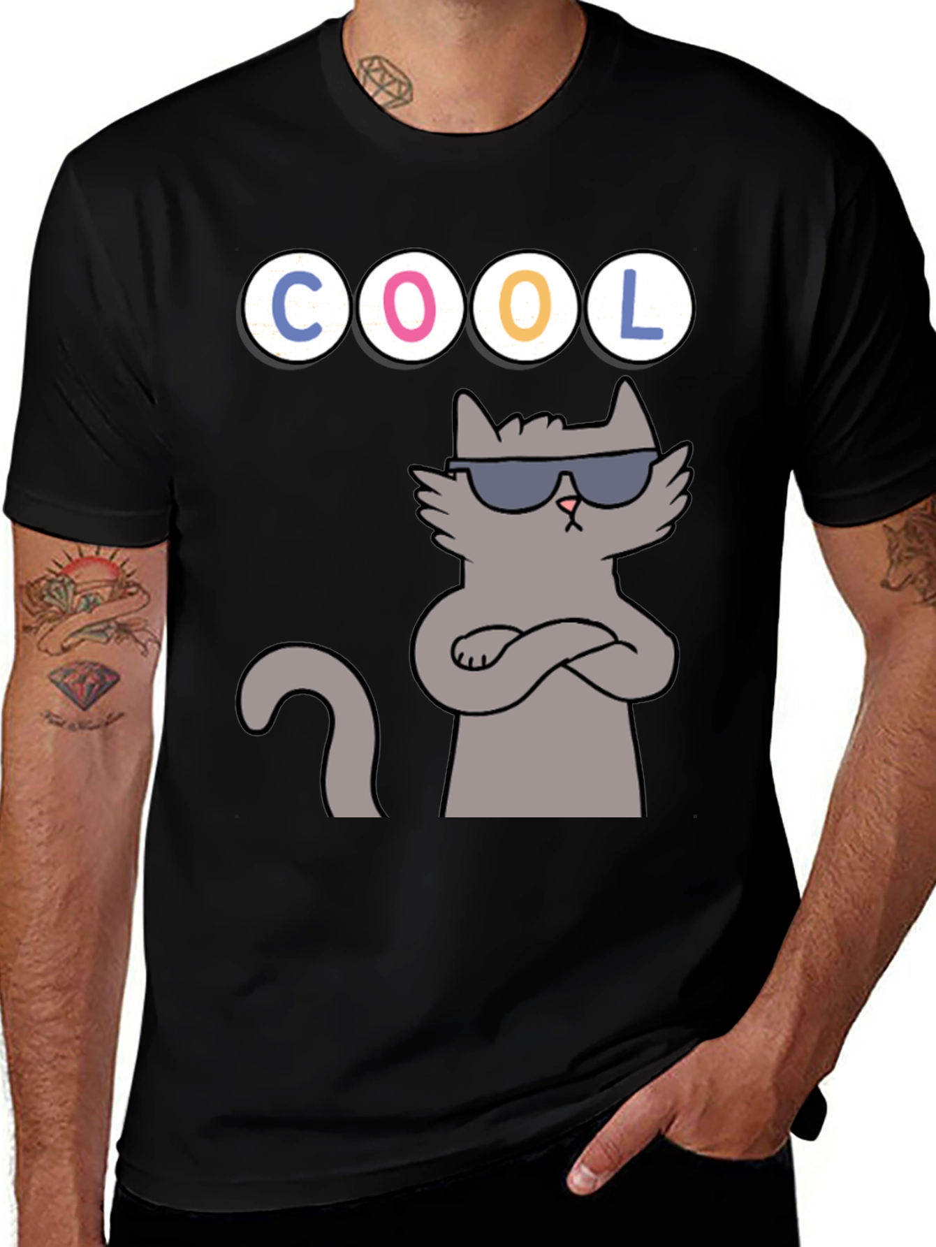 Cool Cat Graphic Tee - Unisex Black T-Shirt