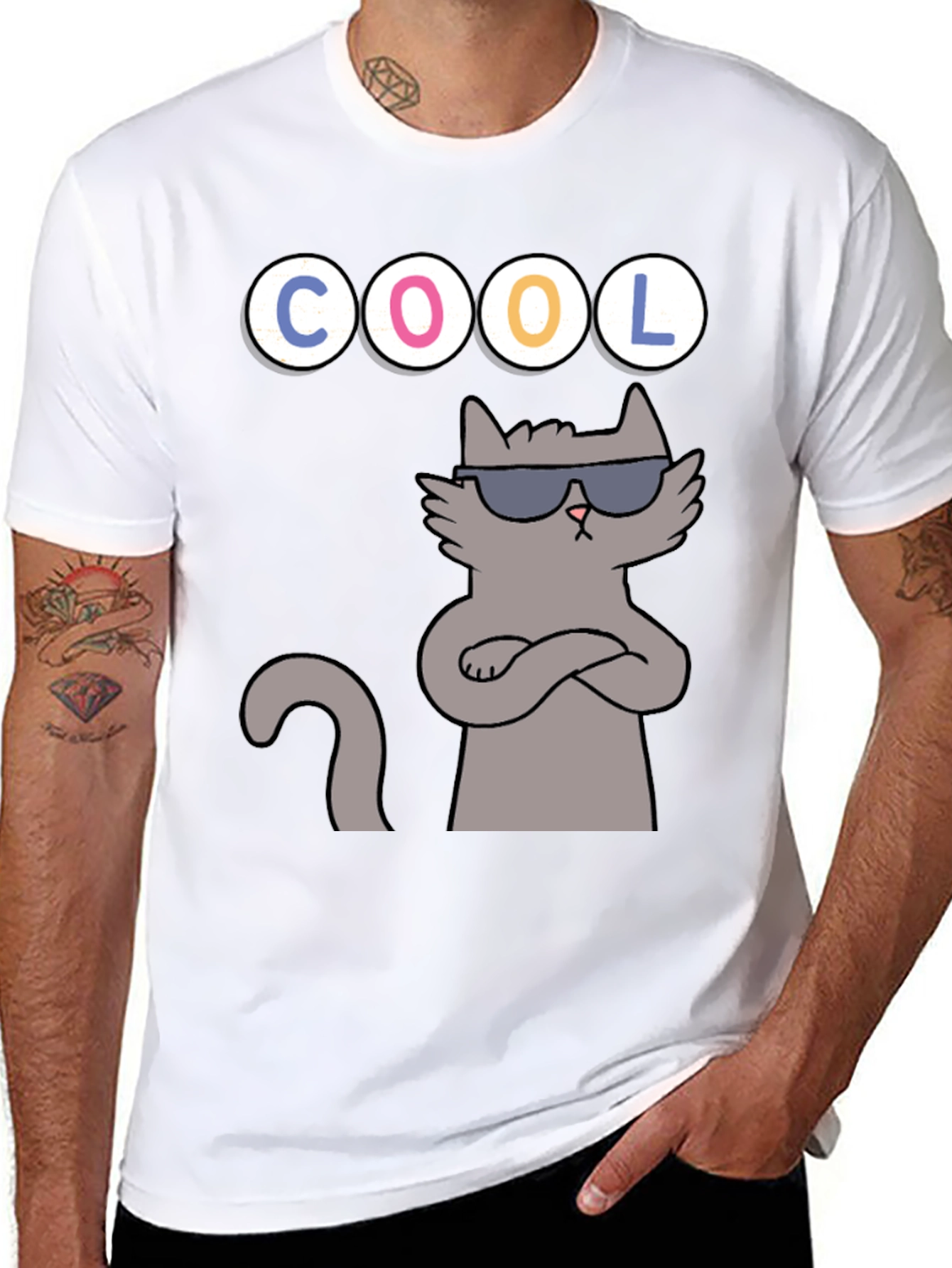 Cool Cat Graphic Tee - Unisex Black T-Shirt