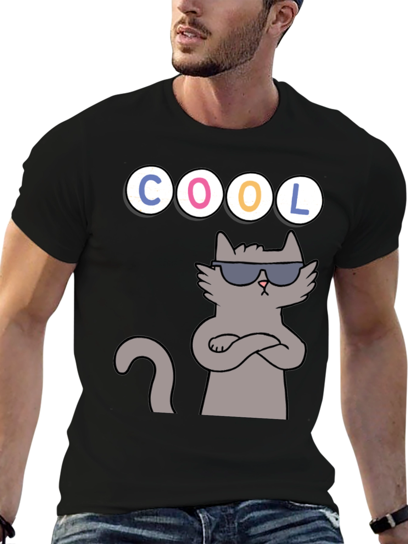 Cool Cat Graphic Tee - Unisex Black T-Shirt
