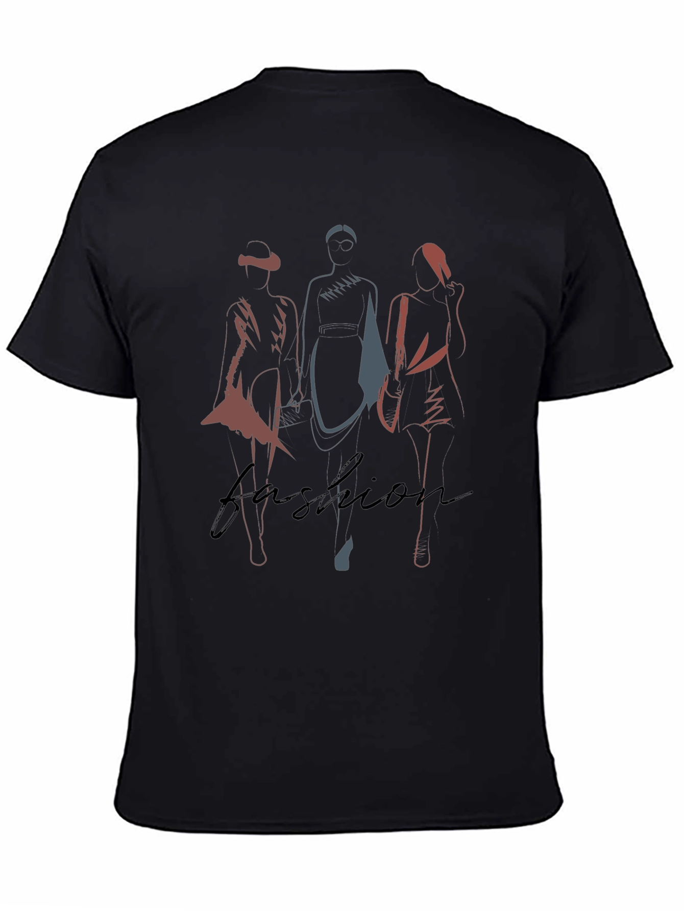 Fashion Silhouette Graphic Tee - Stylish Mens Black T-Shirt