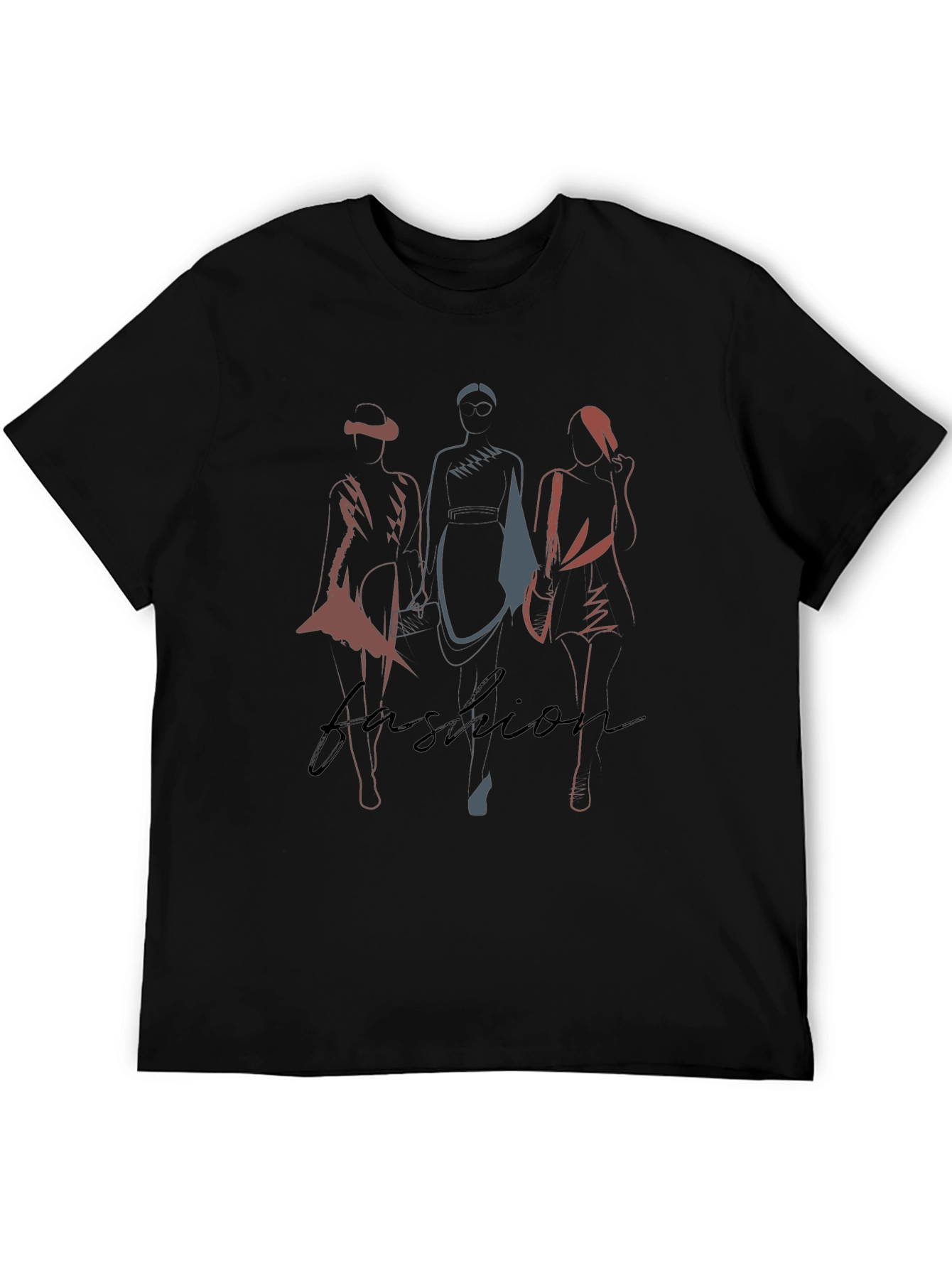 Fashion Silhouette Graphic Tee - Stylish Mens Black T-Shirt