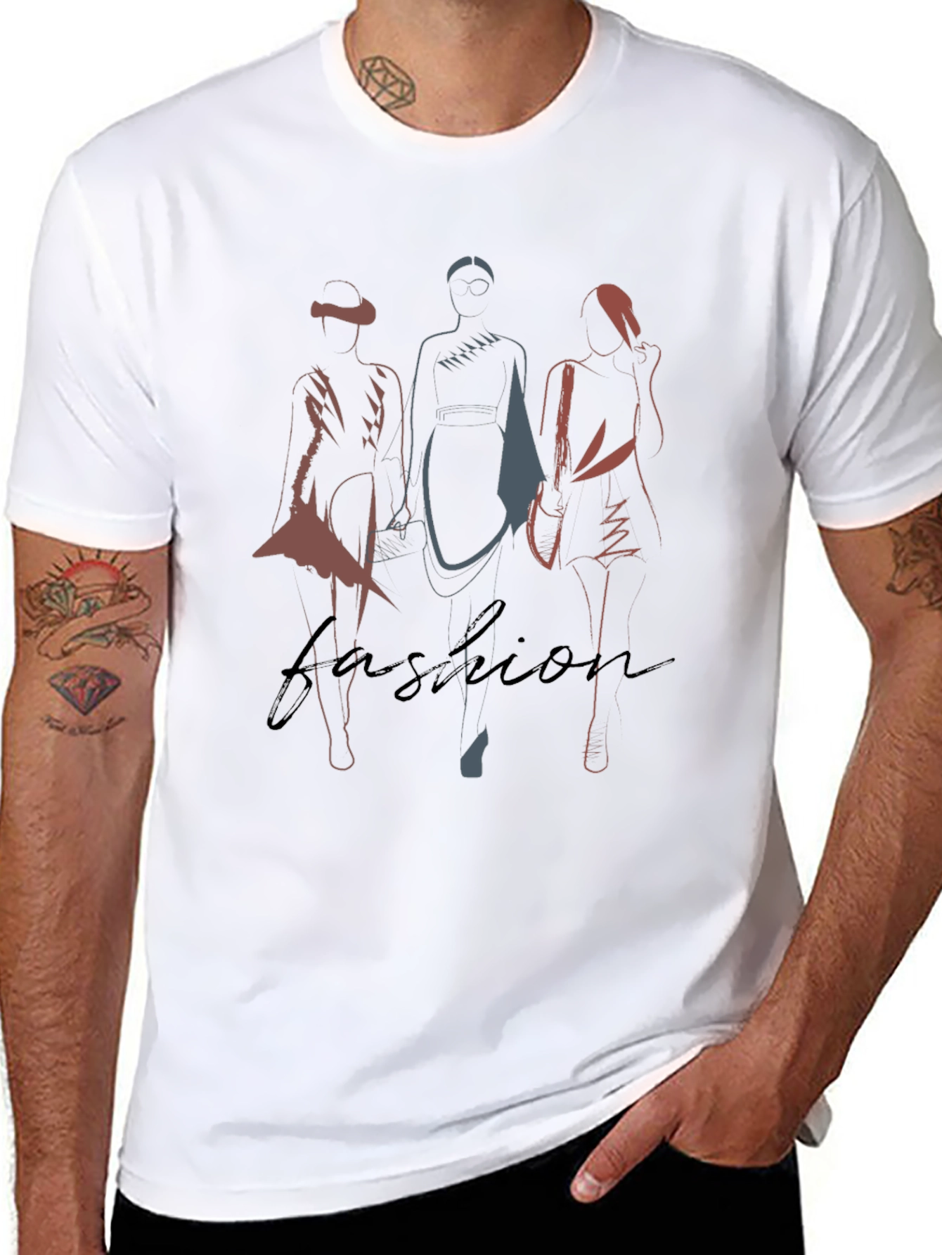 Fashion Silhouette Graphic Tee - Stylish Mens Black T-Shirt