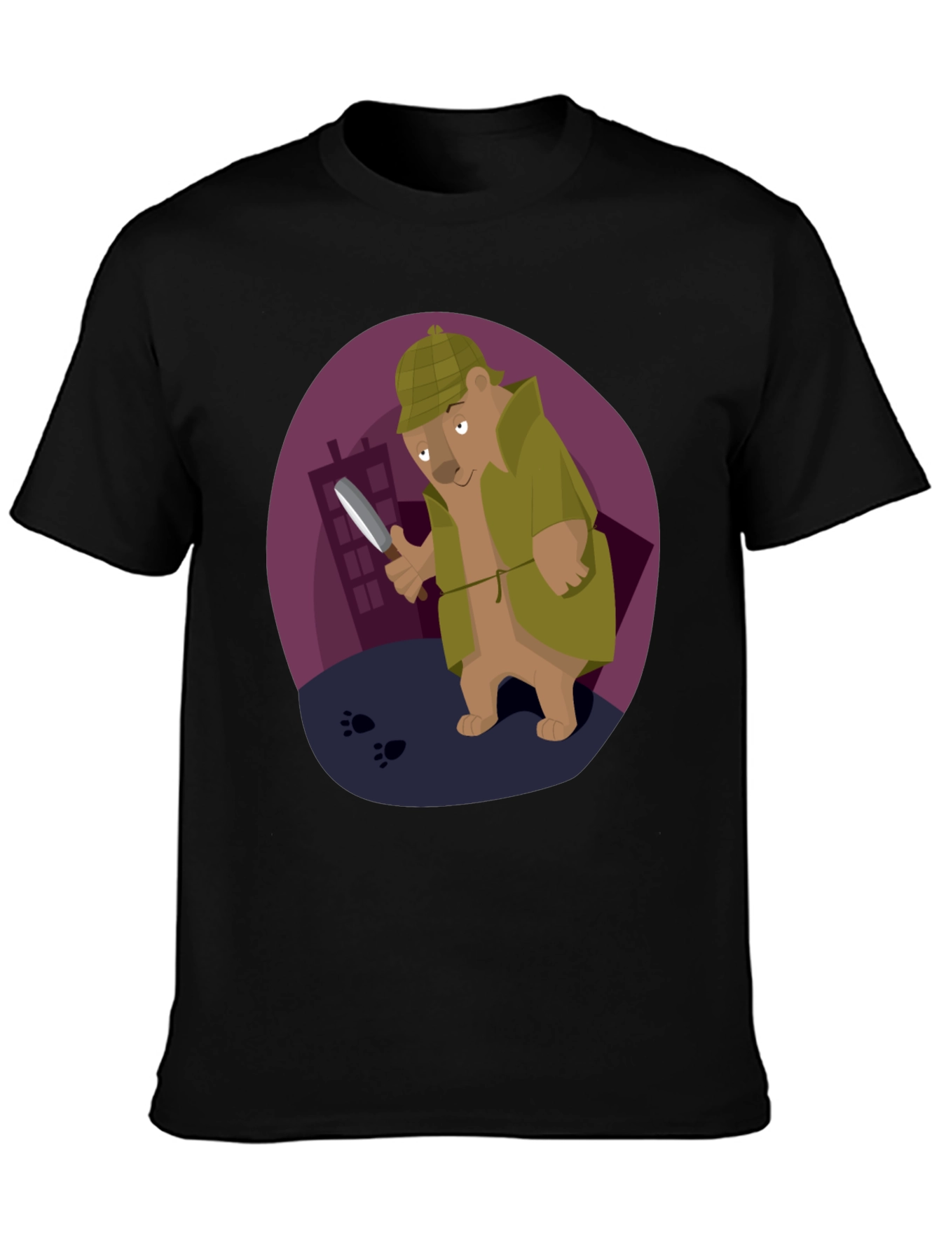 Detective Bear T-Shirt - Cartoon Sleuth Design