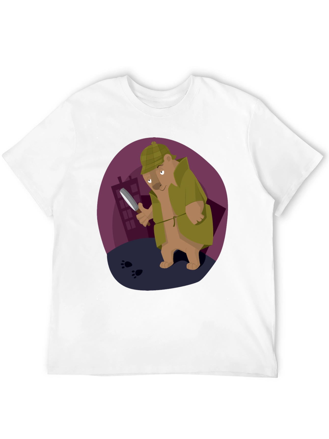 Detective Bear T-Shirt - Cartoon Sleuth Design