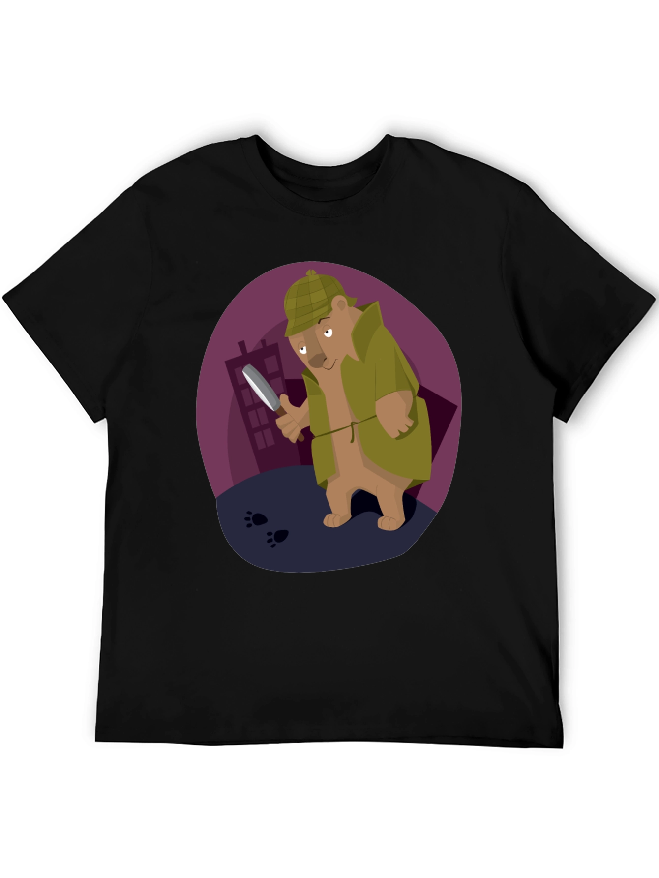 Detective Bear T-Shirt - Cartoon Sleuth Design