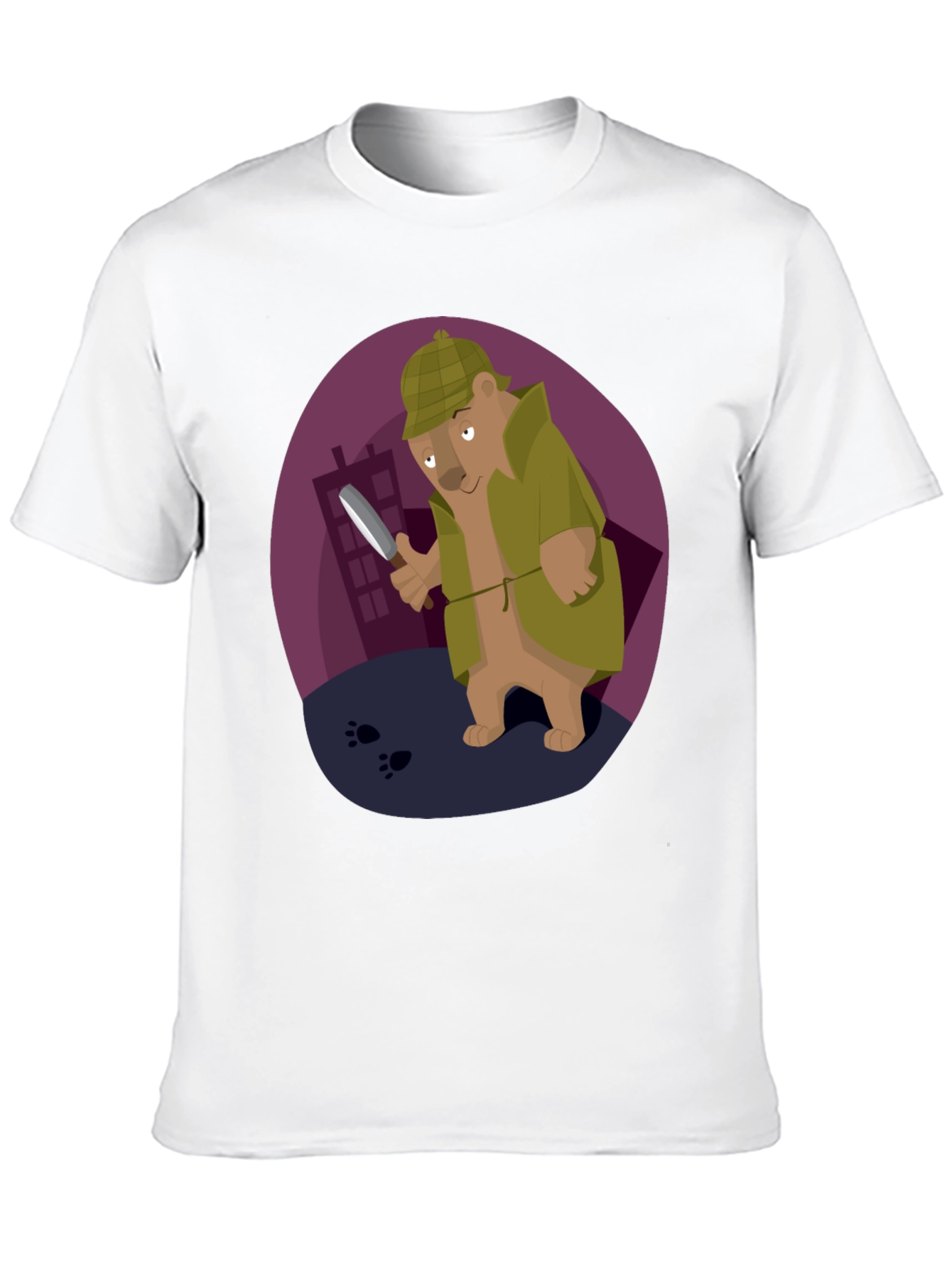 Detective Bear T-Shirt - Cartoon Sleuth Design