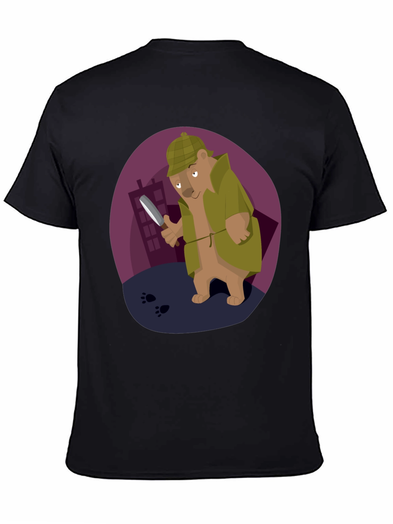 Detective Bear T-Shirt - Cartoon Sleuth Design