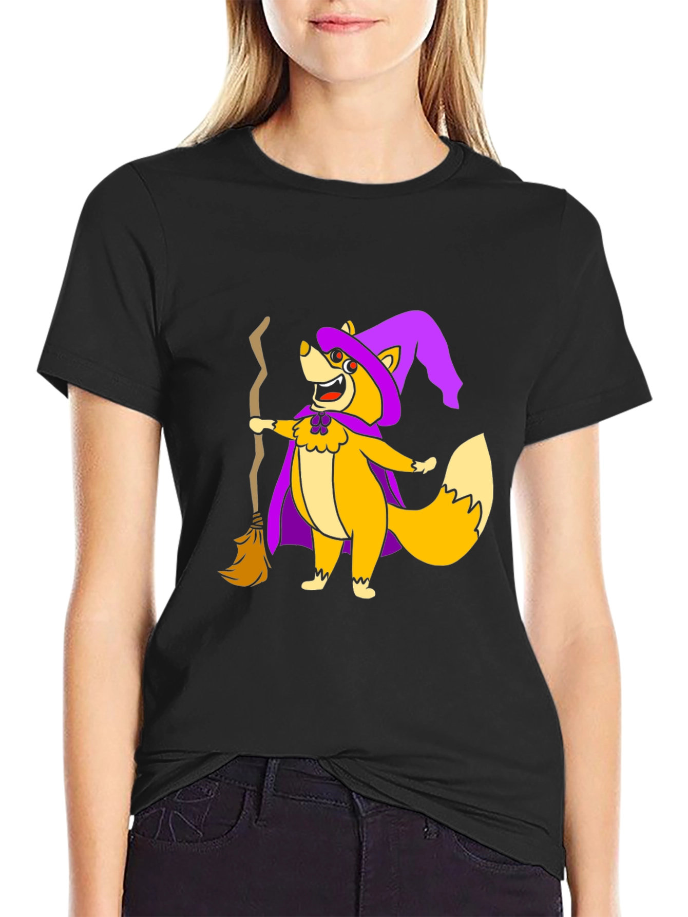 Halloween Witch Fox Graphic Tee