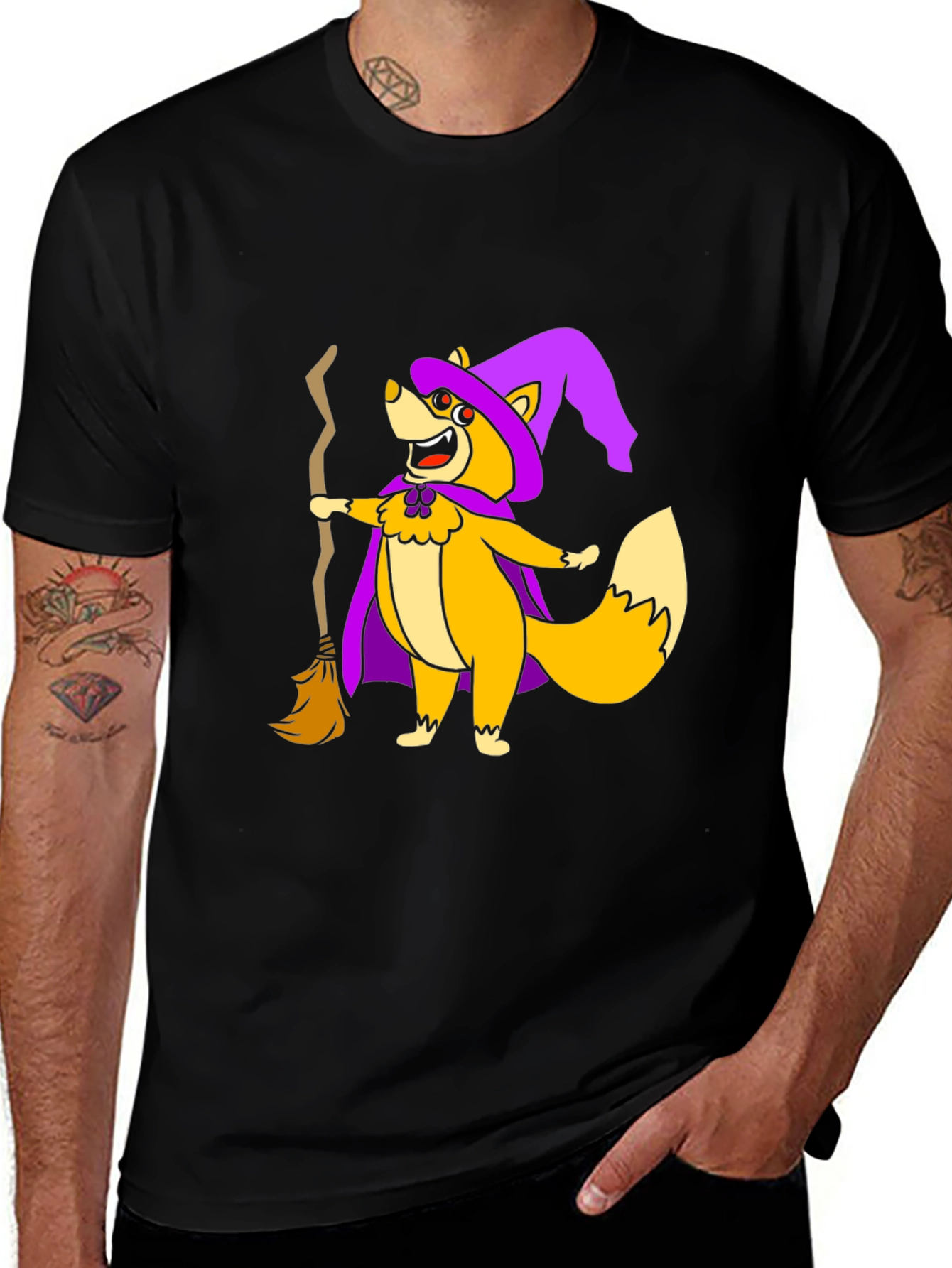 Halloween Witch Fox Graphic Tee