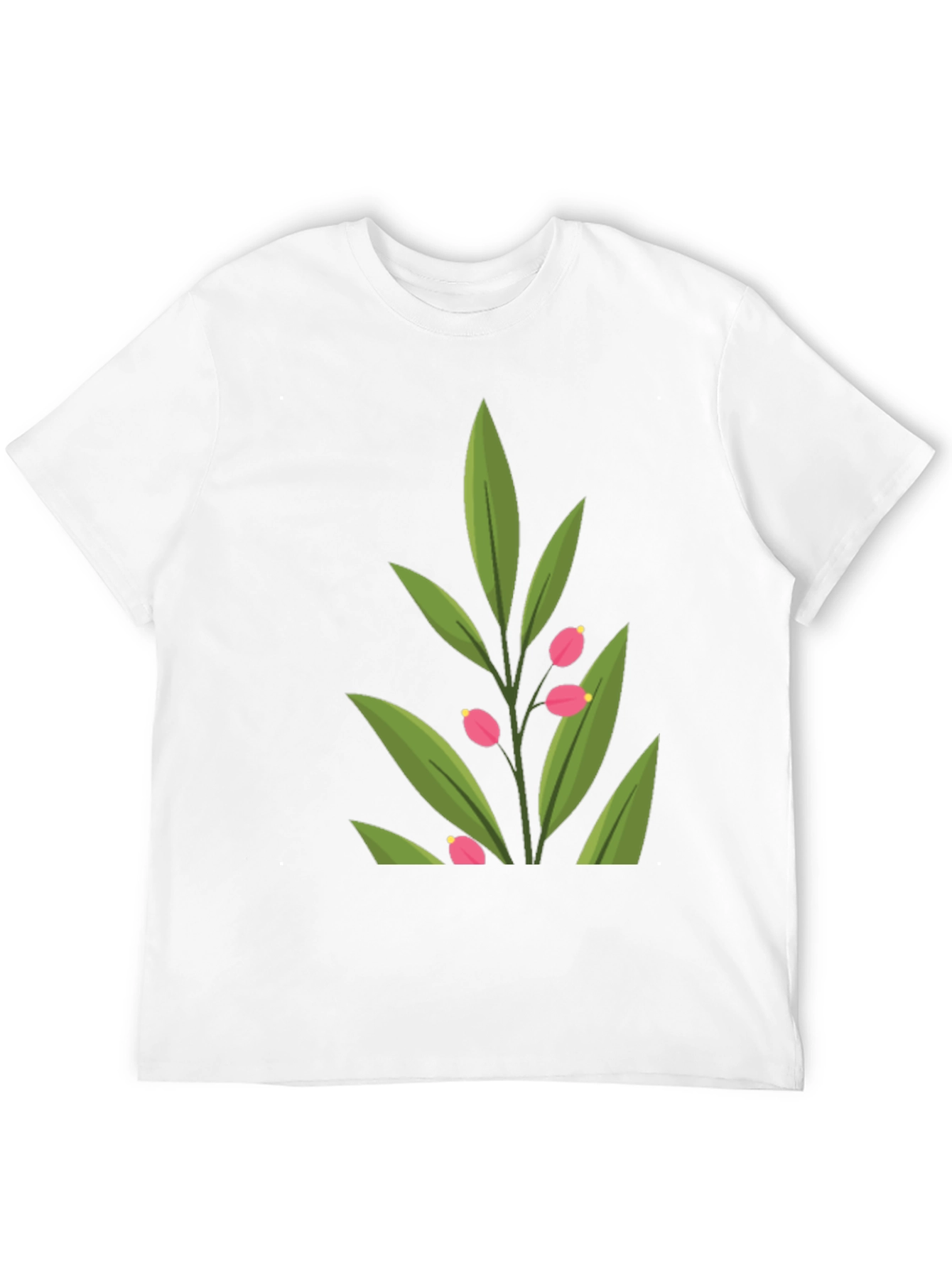Stylish Black T-Shirt with Green Floral Design