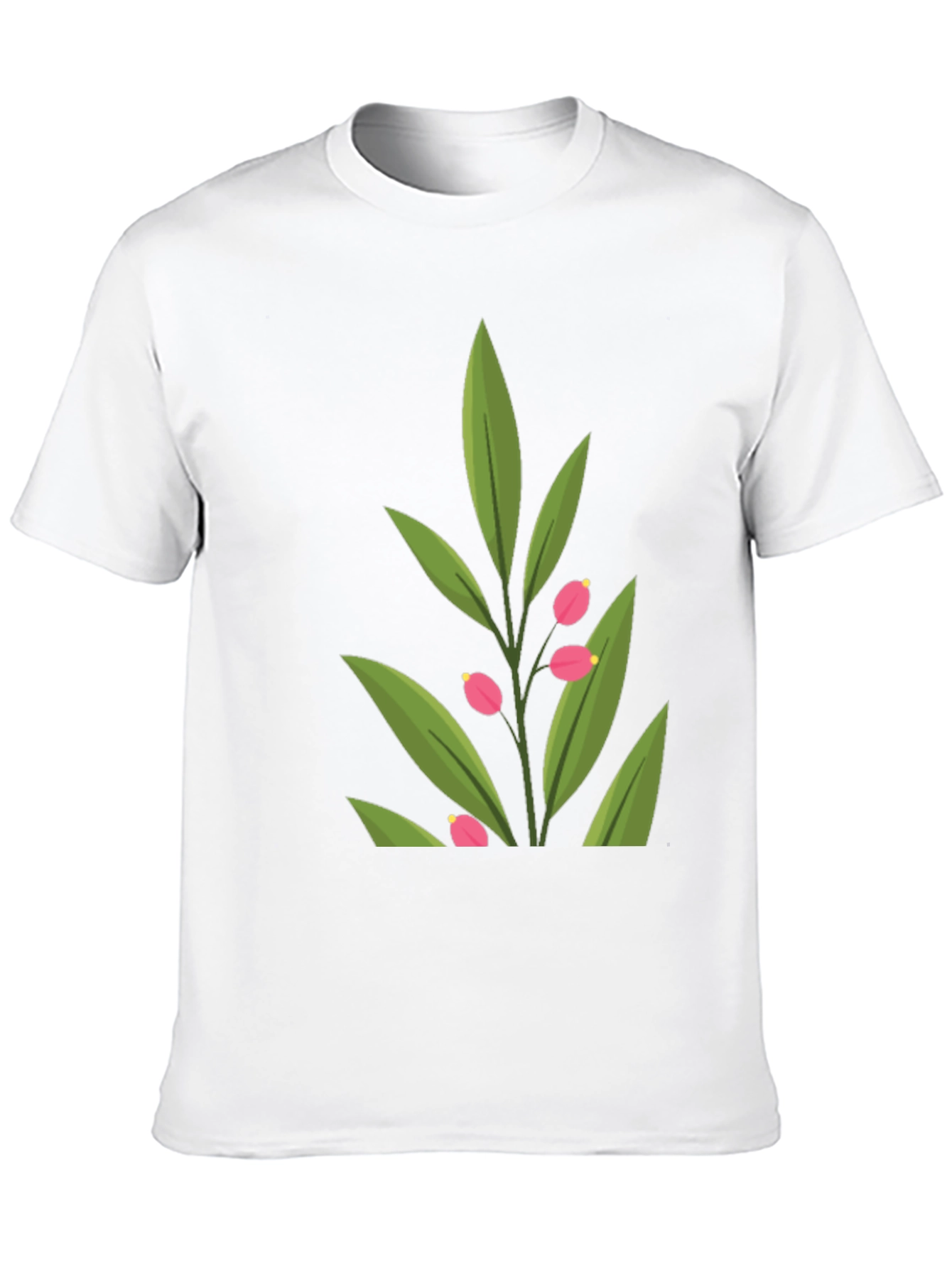 Stylish Black T-Shirt with Green Floral Design