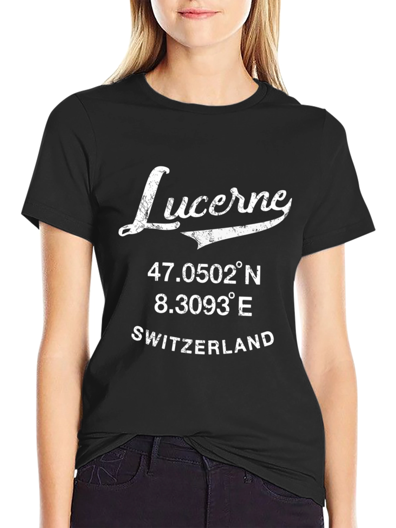 Lucerne Switzerland Coordinates T-Shirt