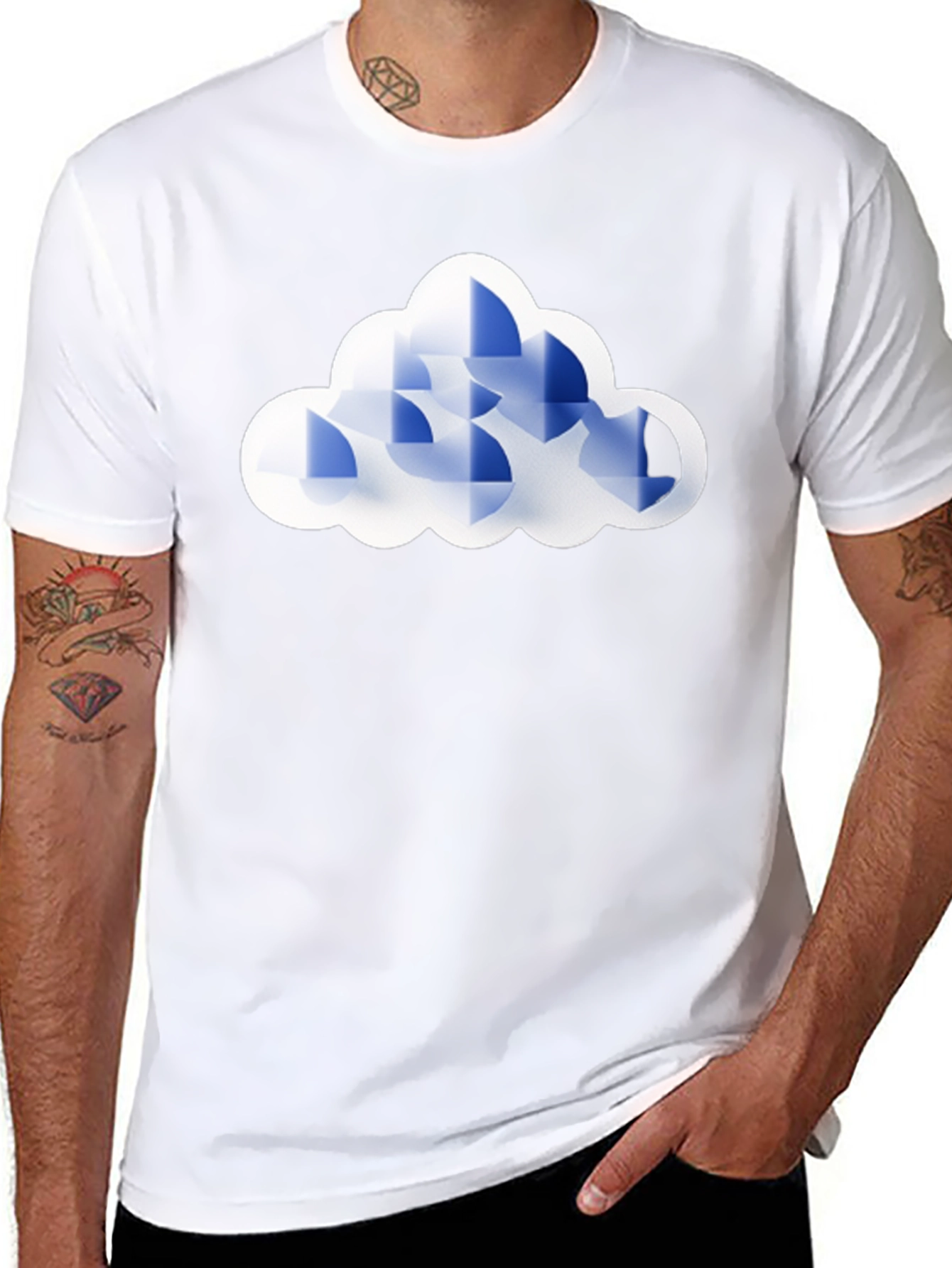 Geometric Cloud Graphic Tee - Black