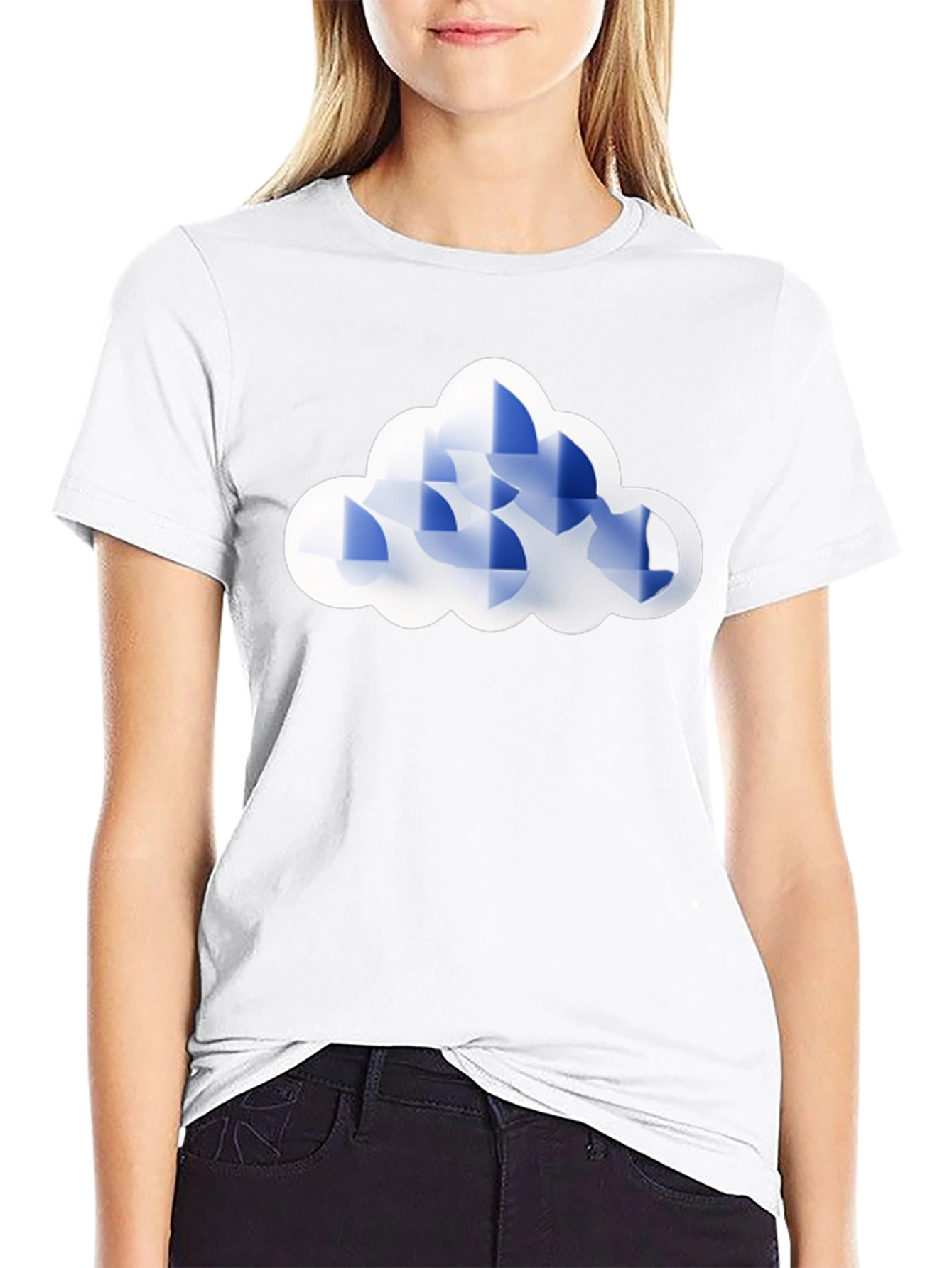 Geometric Cloud Graphic Tee - Black
