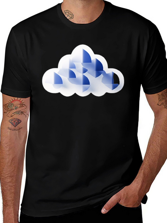 Geometric Cloud Graphic Tee - Black