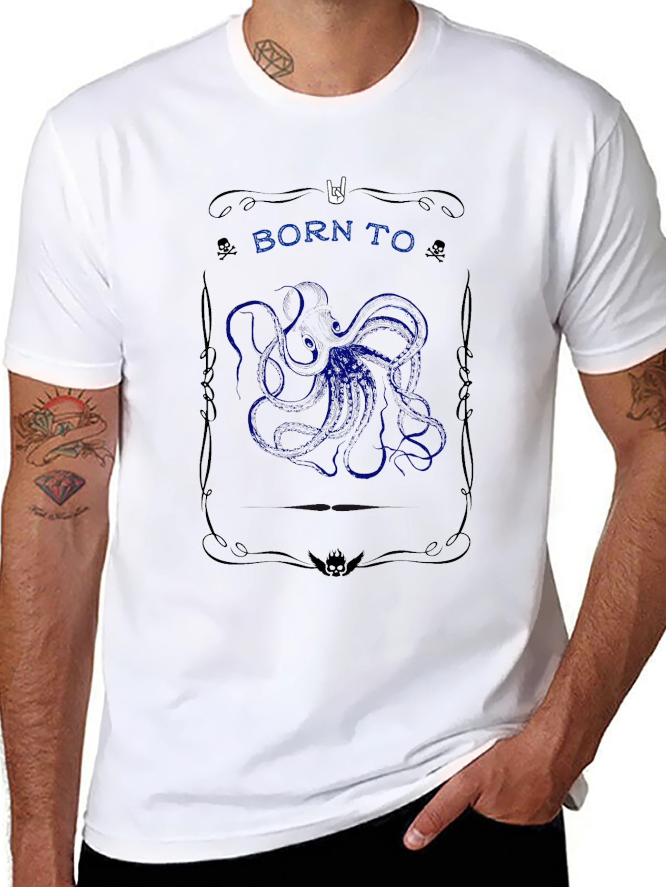 Born To Rock Kraken T-Shirt - Black