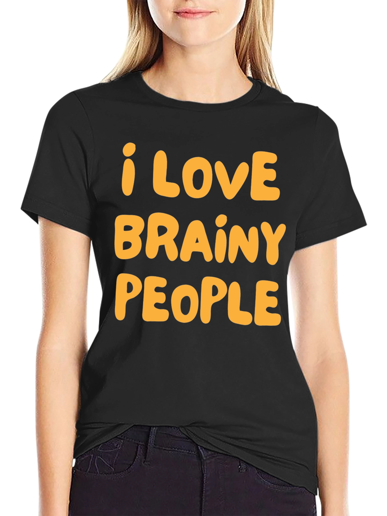 I Love Brainy People Black Graphic Tee