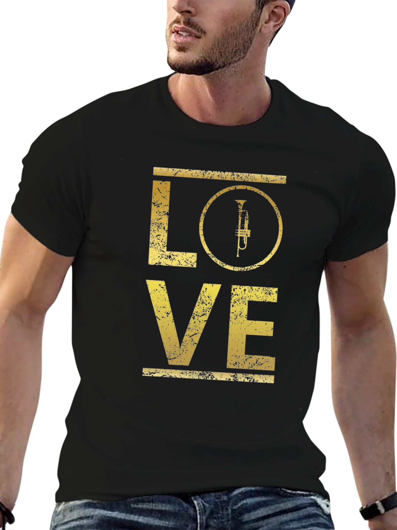 Love Trumpet Graphic Tee - Black Cotton T-Shirt