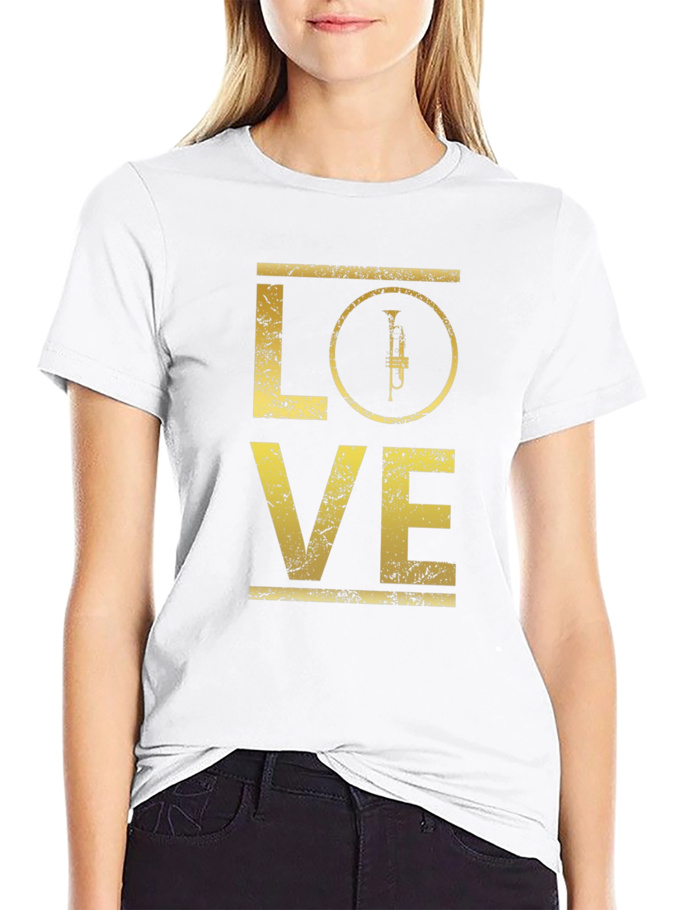 Love Trumpet Graphic Tee - Black Cotton T-Shirt