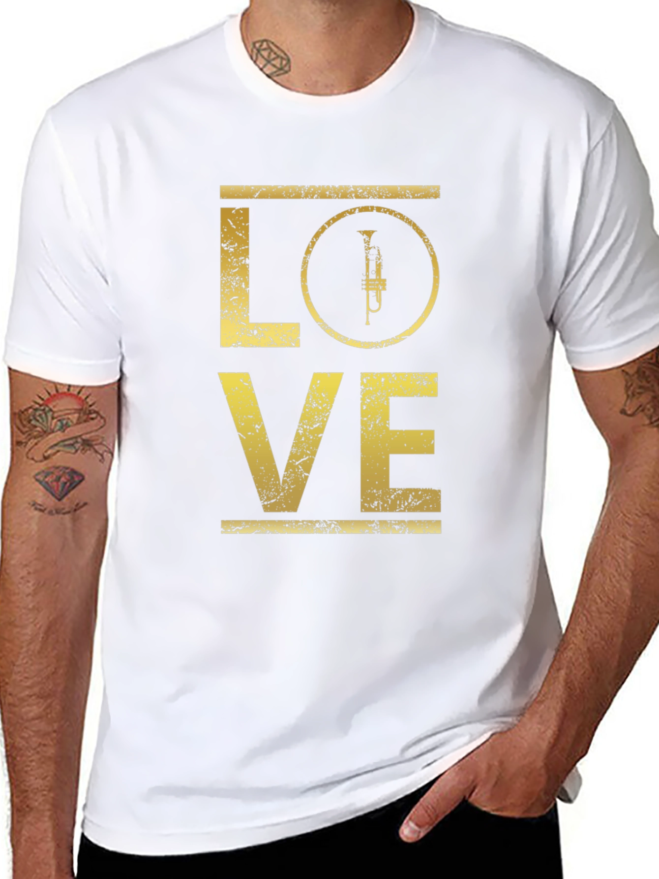 Love Trumpet Graphic Tee - Black Cotton T-Shirt